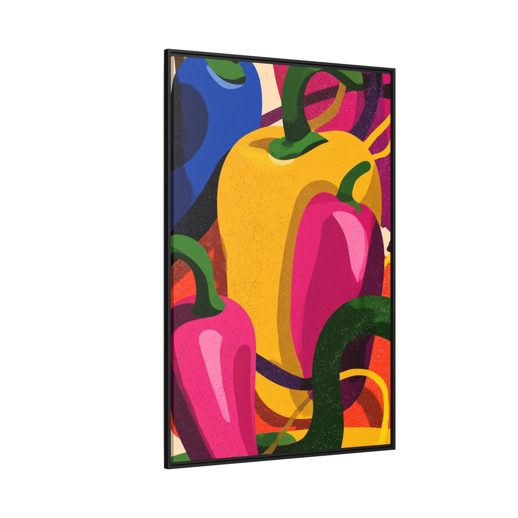 Canvas Art, Abstract Geometric Bell Peppers, Framed Wall Decor Print, Kitchen Wall Art, Modern Home Decor, Foodie Gift