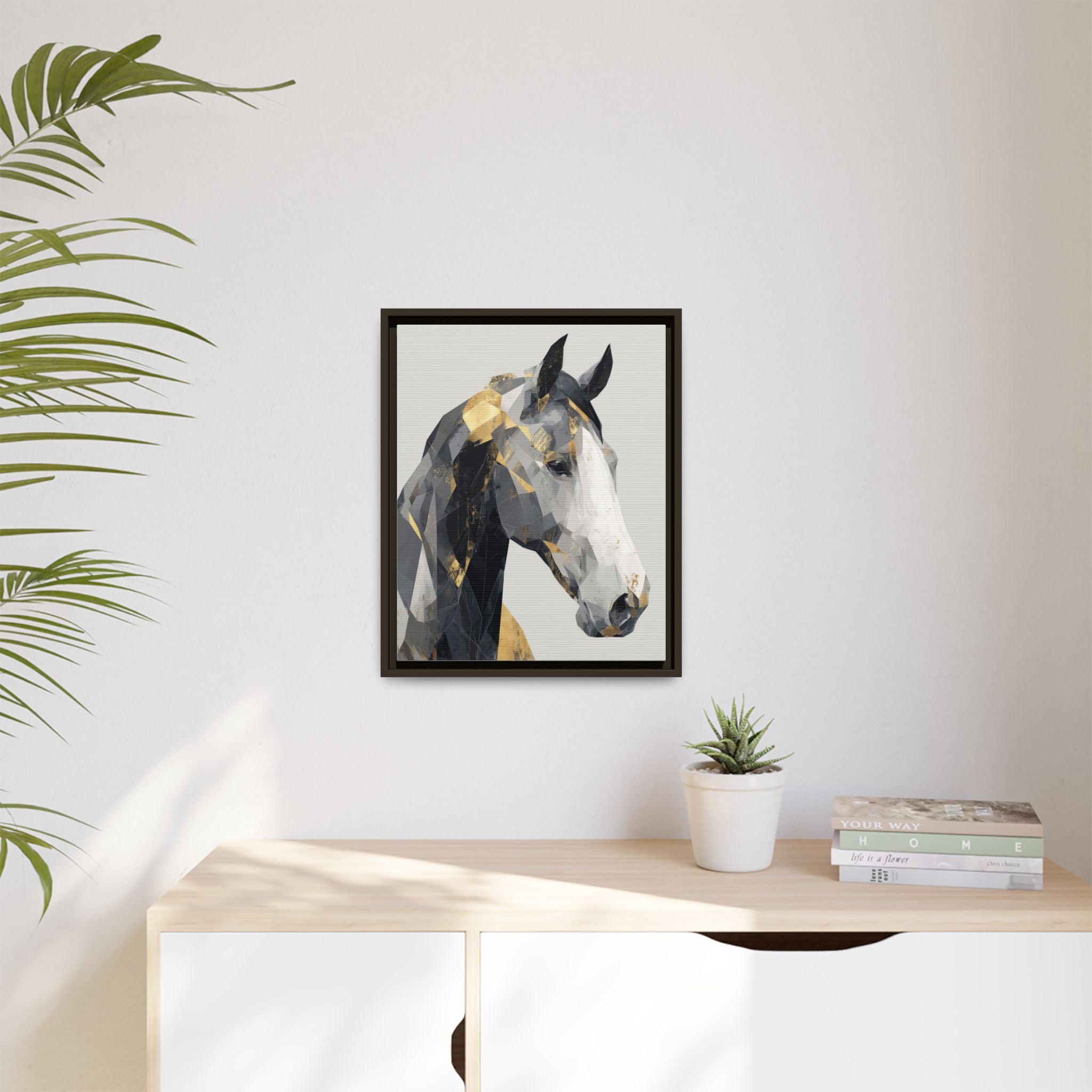 Geometric Stallion: Cubist Equine Art, Modern Metallic Polygonal Design   |  Personalized & Custom Orders Available