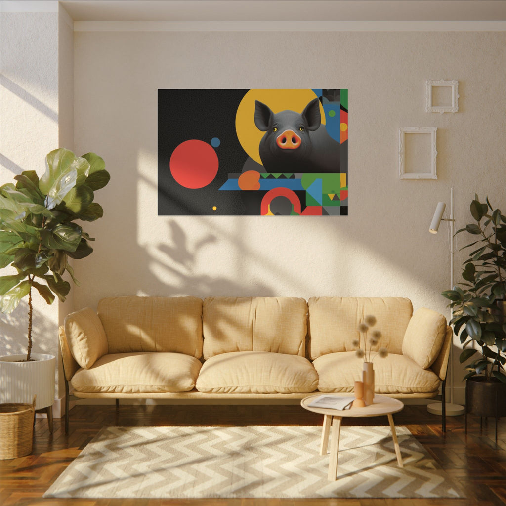 Geometric Pig Odyssey: Abstract Graphic Design Poster, Avant-Garde Animal Art   |    Custom Orders Available