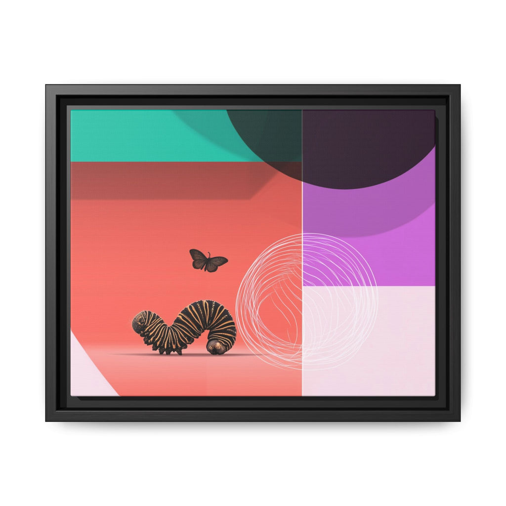 Striped Caterpillar and Butterfly Framed Print , Mid-Century Modern Color Blocks   |  Personalized & Custom Orders Available