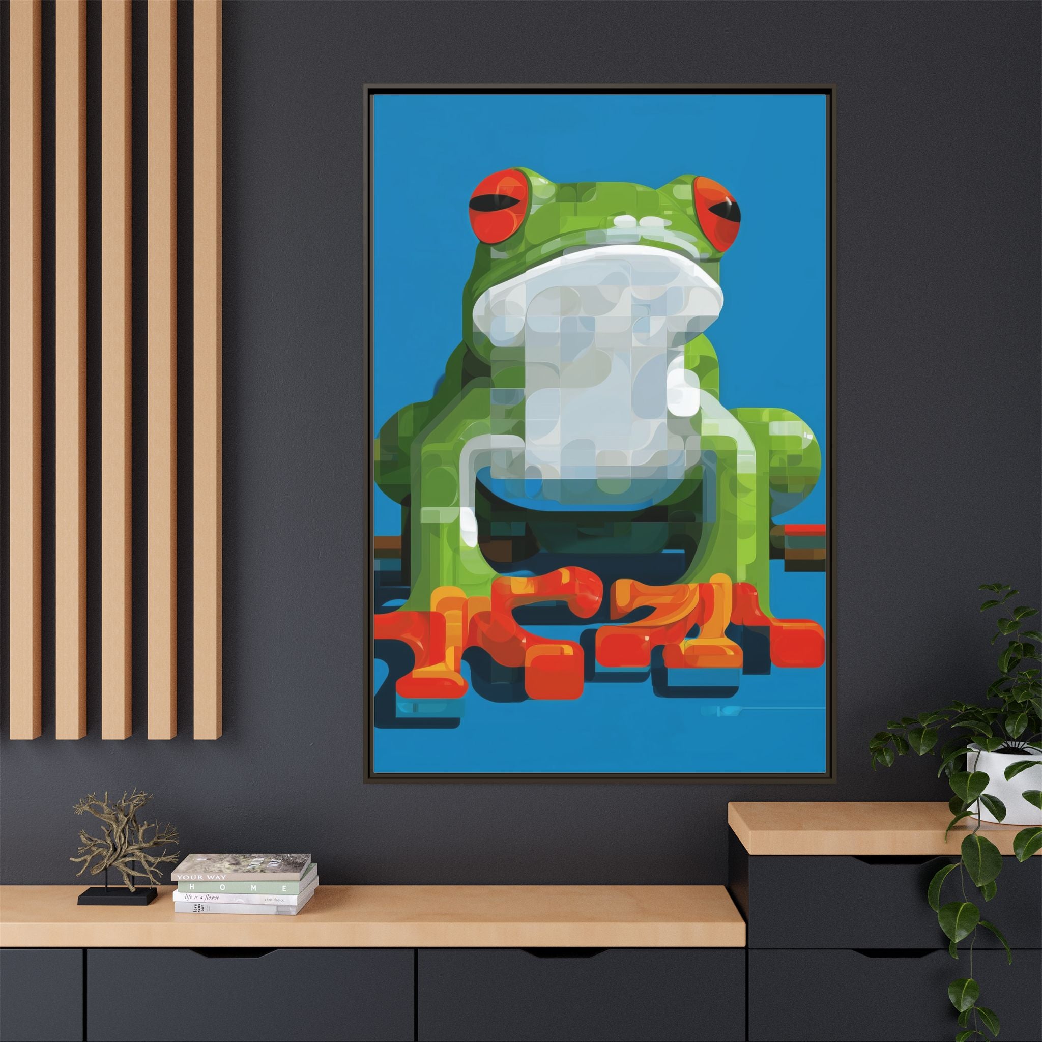 Mosaic Amphibian: Geometric Frog Portrait, Digital Pixel Art Illustration   |    Custom Orders Available