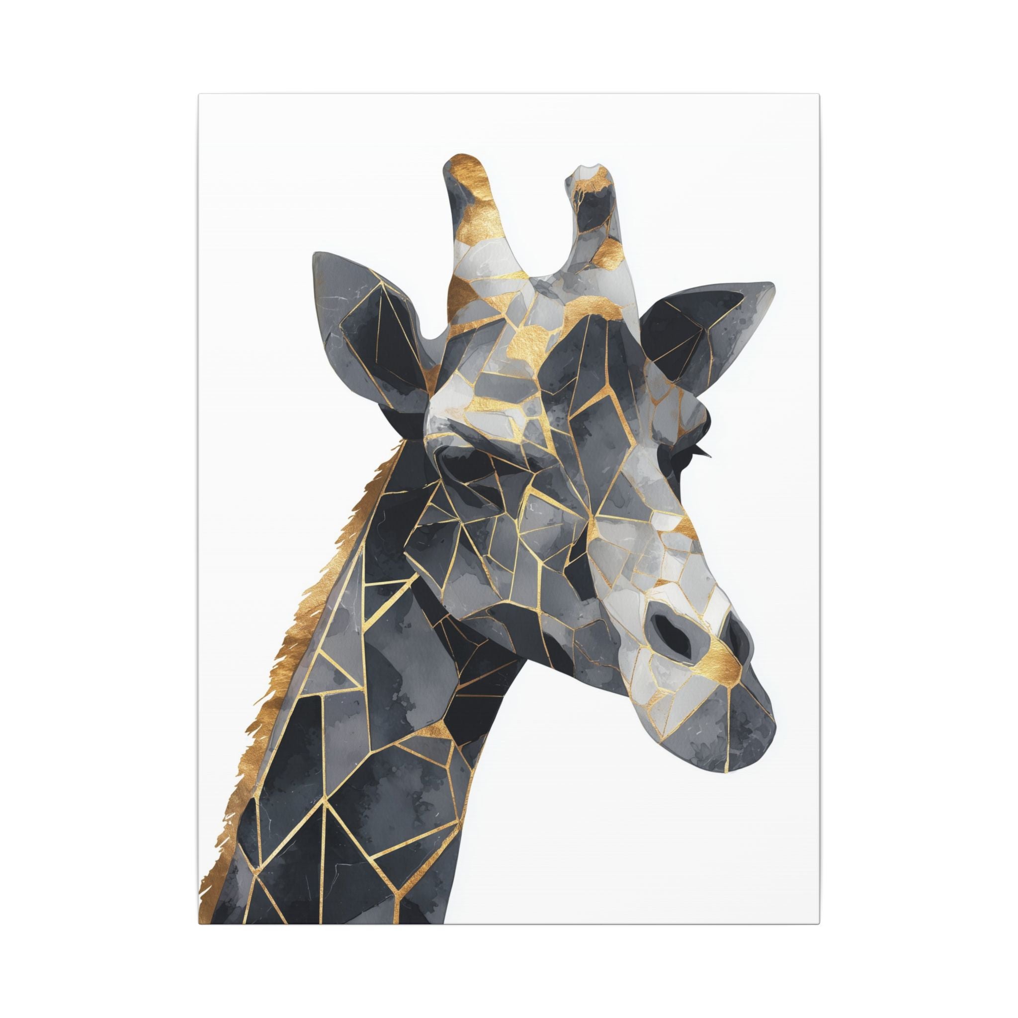 Fractured Majesty: Geometric Giraffe Portrait, Metallic Mosaic Art, Modern Animal Abstract Design   |  Personalized & Custom Orders
