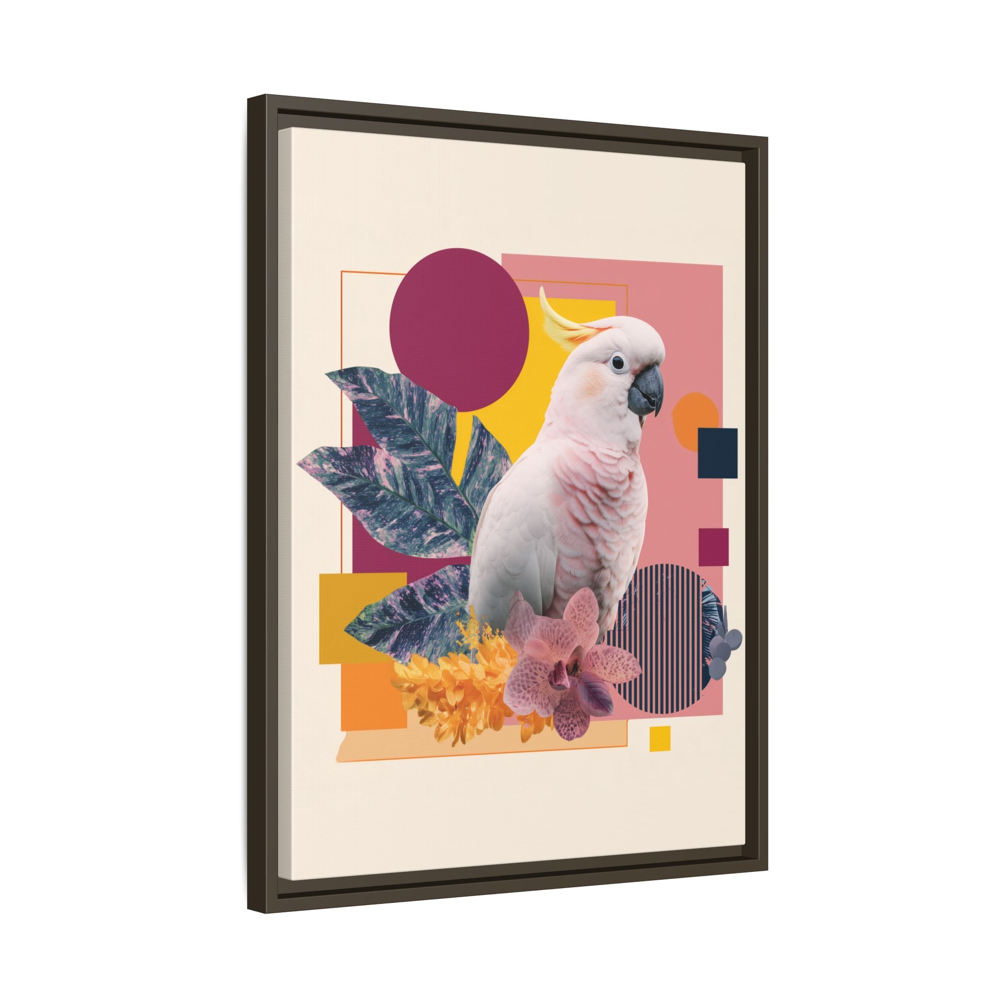 Cockatoo Geometric Framed Print : Tropical Digital Collage, Modern Abstract Design   |  Personalized & Custom Orders Available