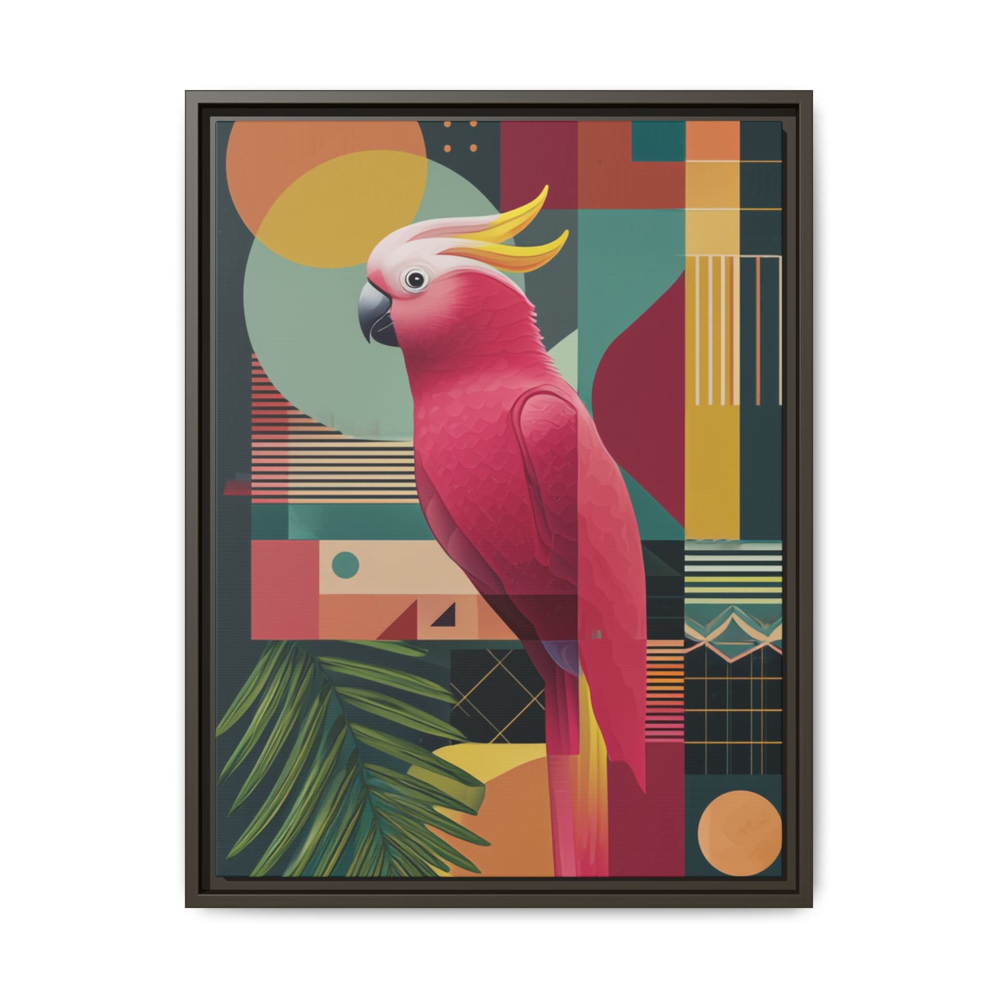 Geometric Cockatoo Framed Print: Mid-Century Modern Bird Art, Contemporary Graphic Print   |  Personalized & Custom Orders Available