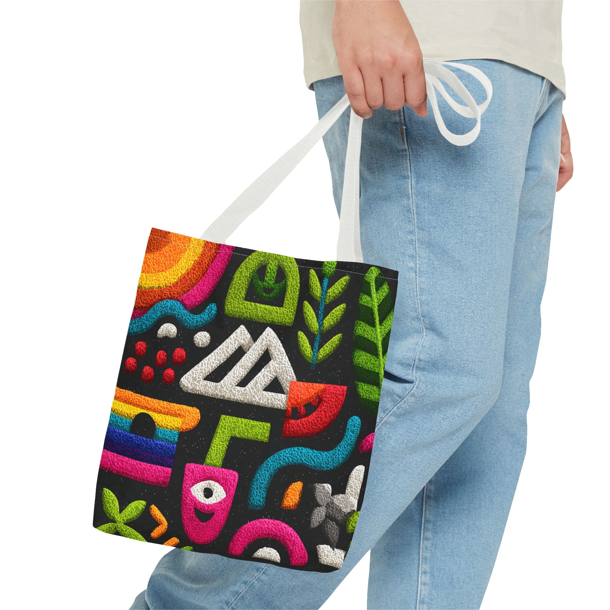 Colorful AOP Tote Bag, Vibrant Art Tote, Eco-Friendly Shopping Bag, Trendy Beach Bag, Unique Gift for Art Lovers