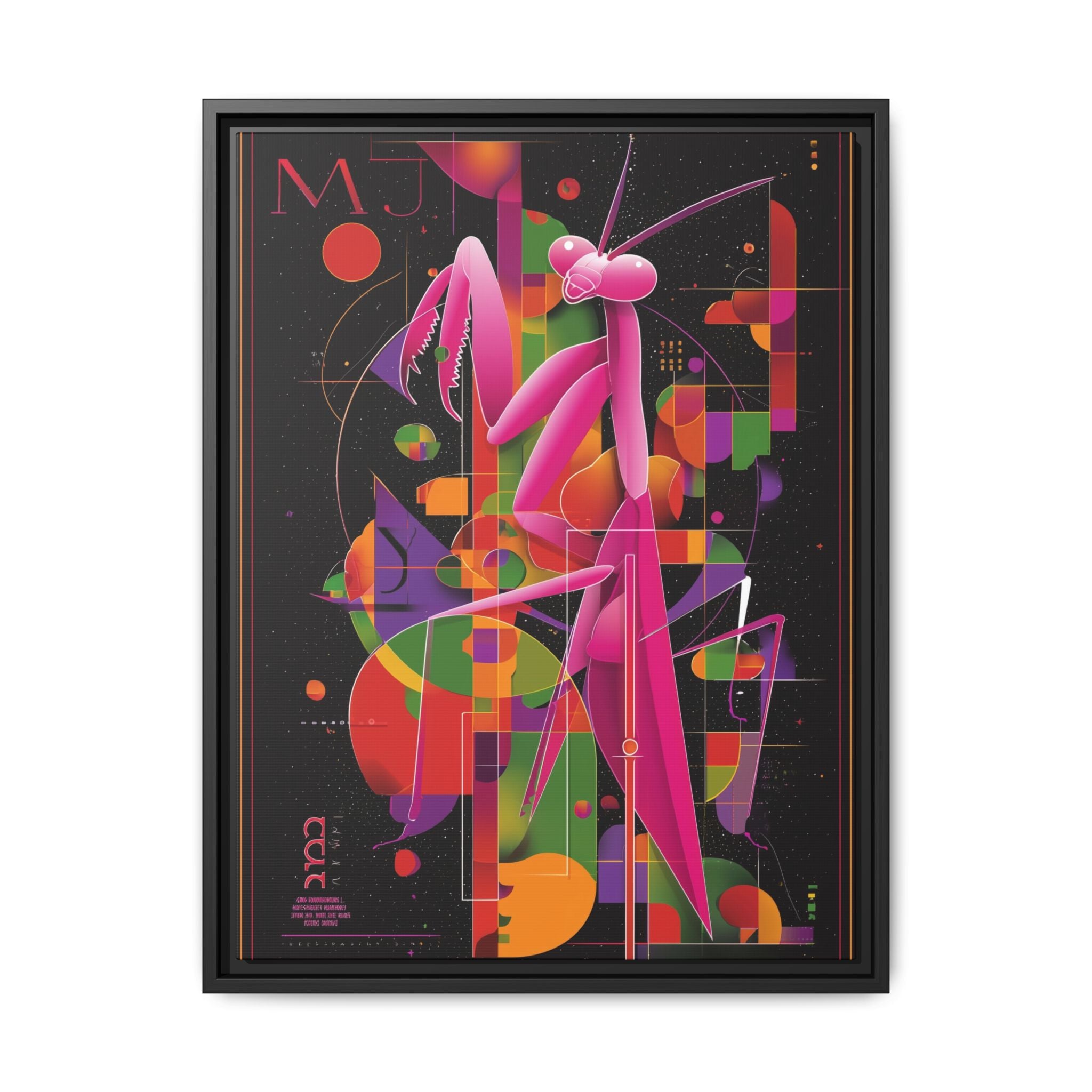 Geometric Mantis Framed Print : Starry Night Abstract, Graphic Design Poster   |  Personalized & Custom Orders Available