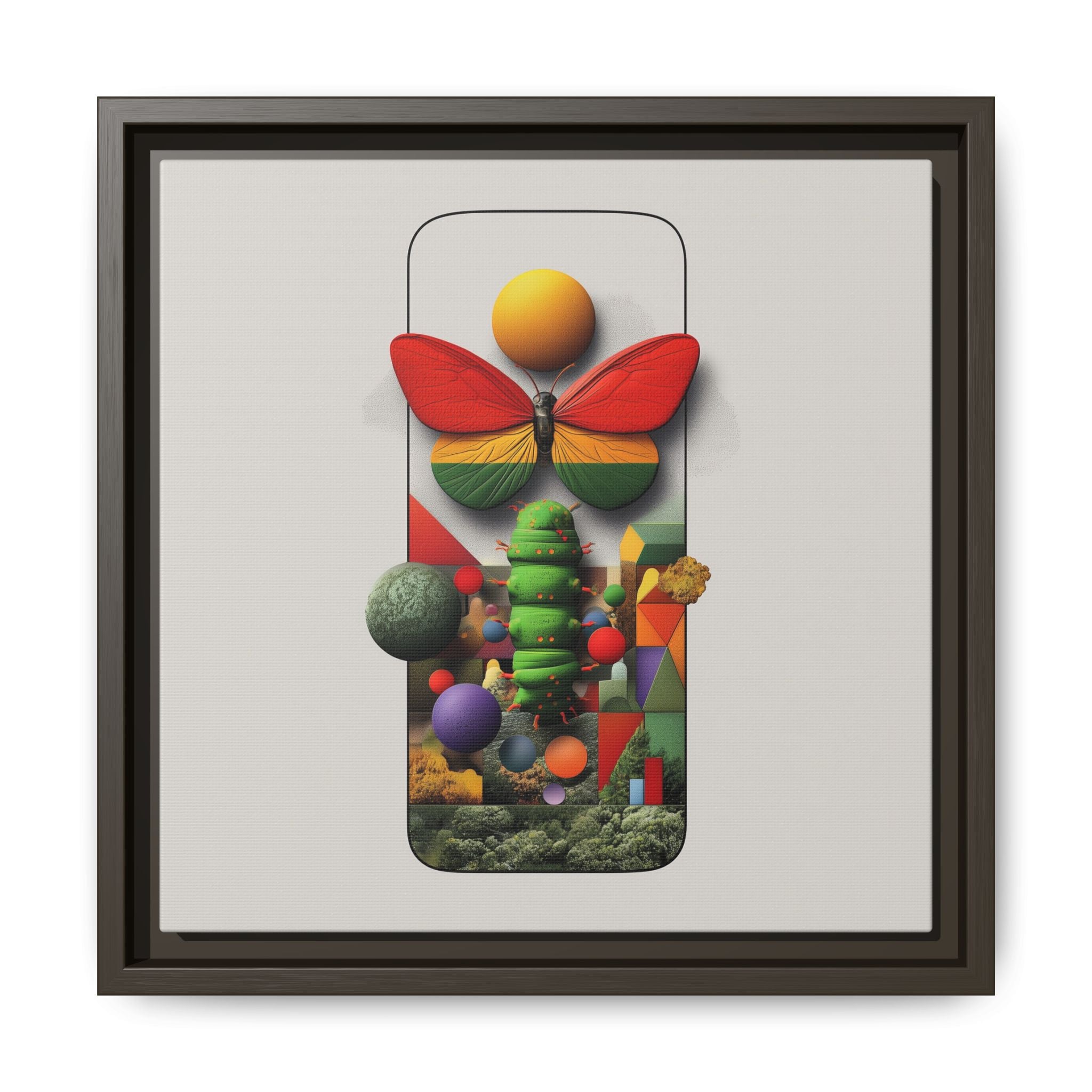 Metamorphosis Framed Print : Geometric Nature Transformation, Vibrant Butterfly Composition   |  Personalized & Custom Orders Available