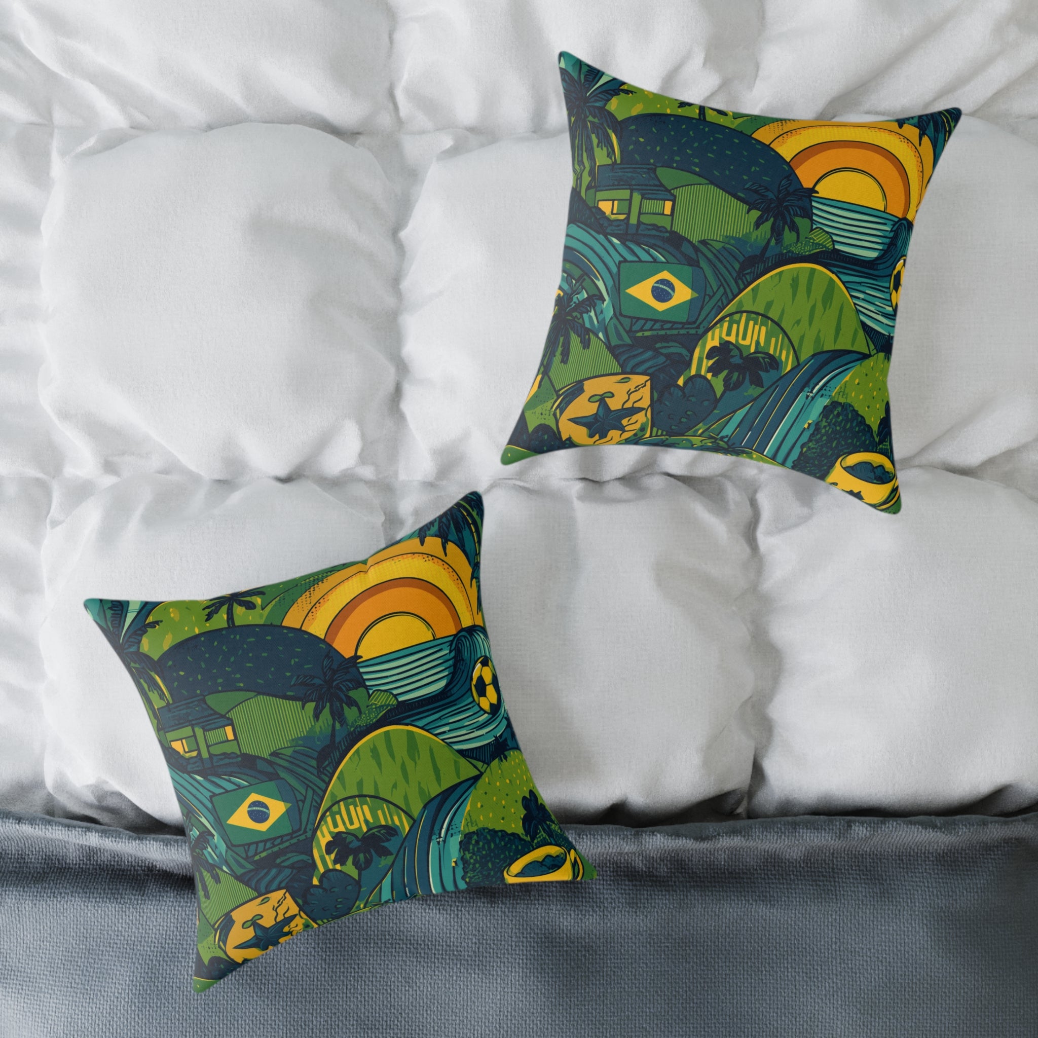 Vibrant Brazil-Themed Square Poly Canvas Pillow, Boho Decorative Cushion, Living Room Accent, Gift for Nature Lovers, Eco-Friendly [...]