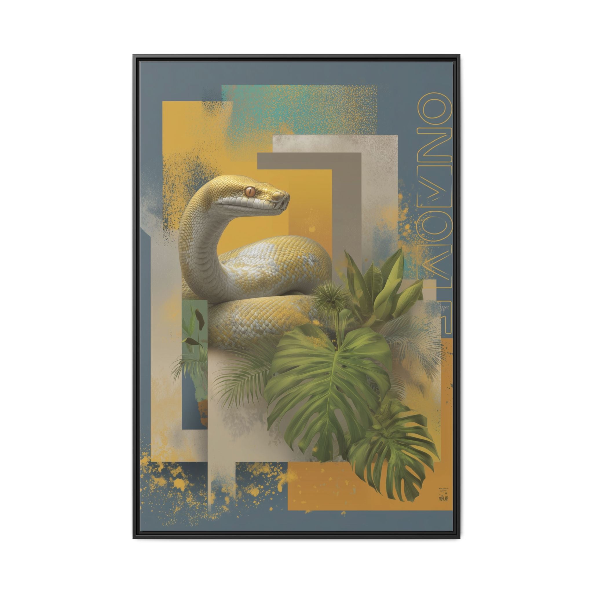 Serpent in Geometry: Tropical Albino Snake Portrait, Modern Botanical Illustration   |    Custom Orders Available