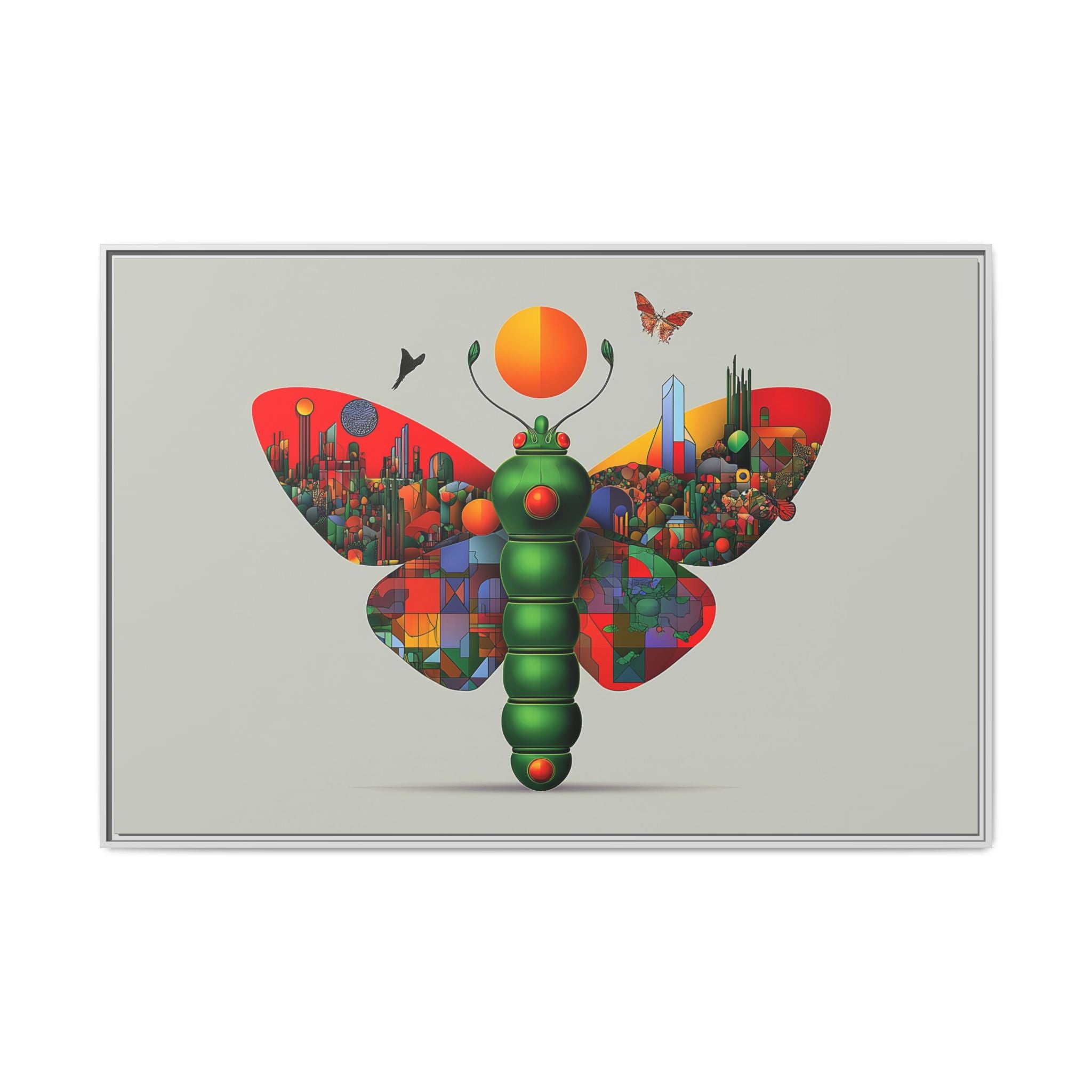 Urban Metamorphosis: Geometric Butterfly Cityscape, Cubist Digital Illustration   |    Custom Orders Available