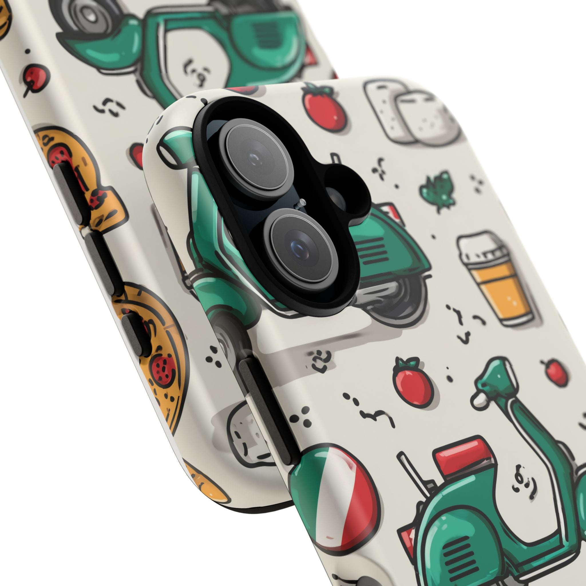 Italy Italian Vespa Colorful iPhone Case, Funky Phone Cover, Unique Cell Phone Accessory, Fun Design for Kids and Teens, Gift for Holidays