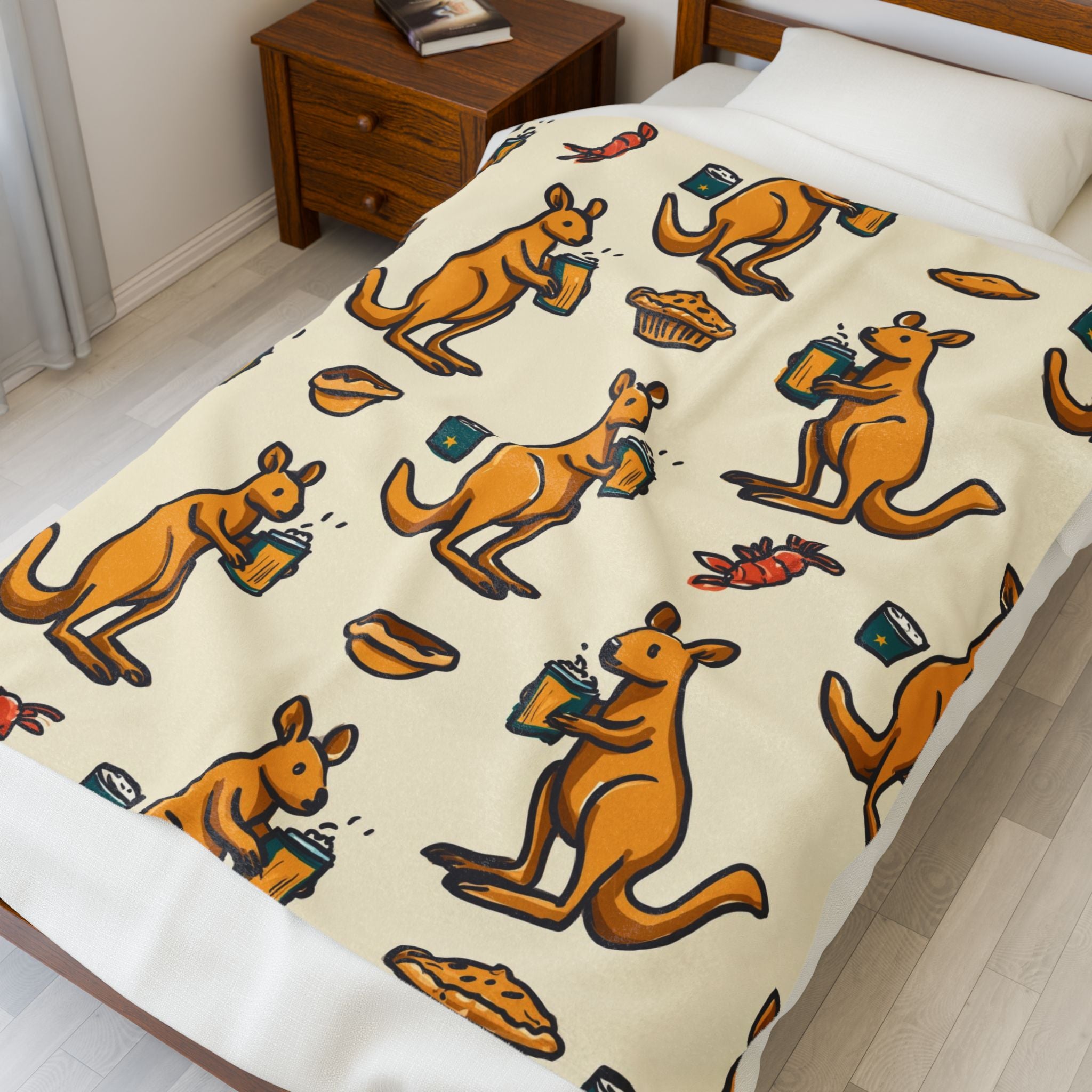 Kangaroo Cafe Companions: Whimsical Beverage Pattern, Playful Cartoon Illustration   |   Custom Orders Accepted