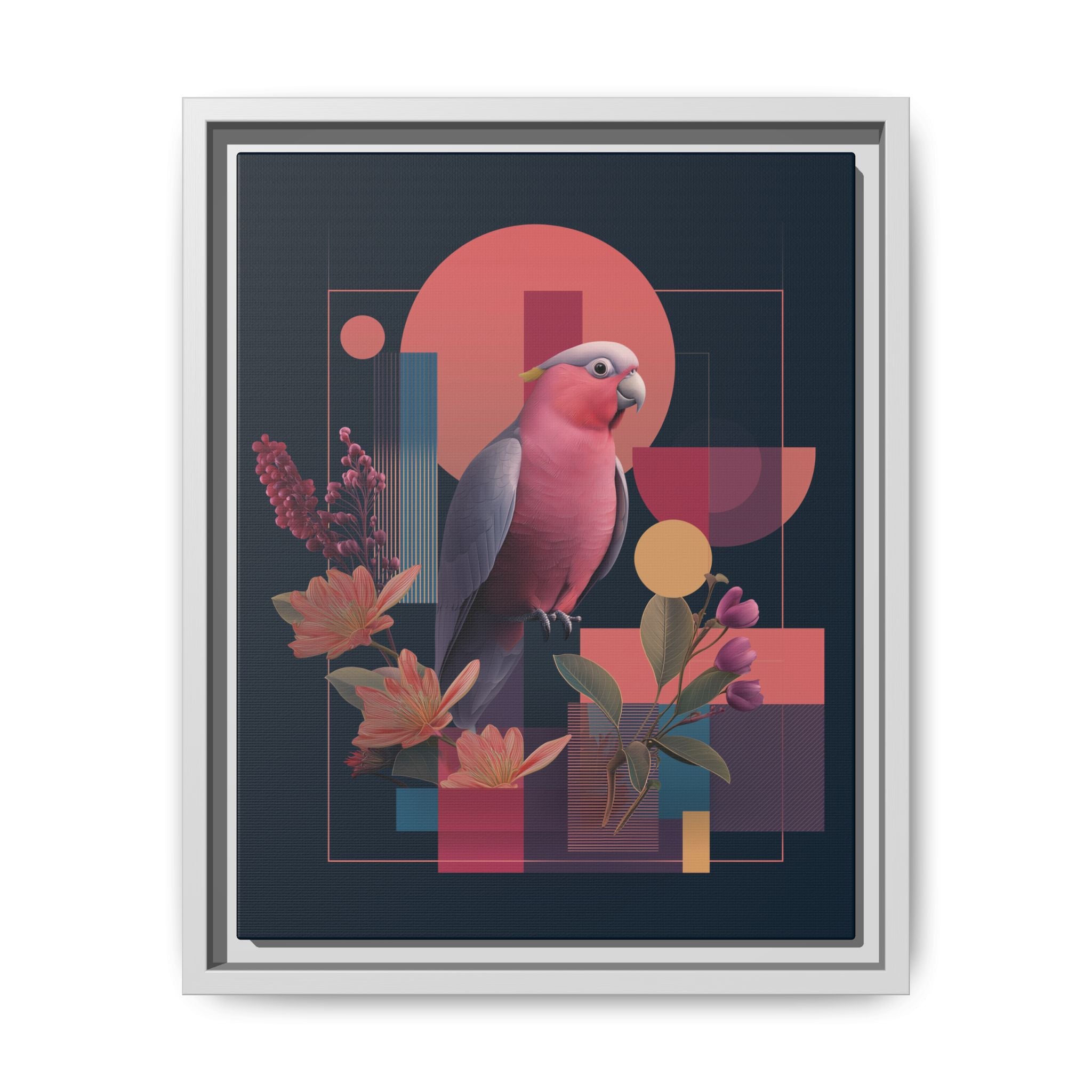 Galah Geometric Framed Print : Stylized Digital Cockatoo Portrait, Contemporary Abstract Botanical    |   Custom Orders Accepted