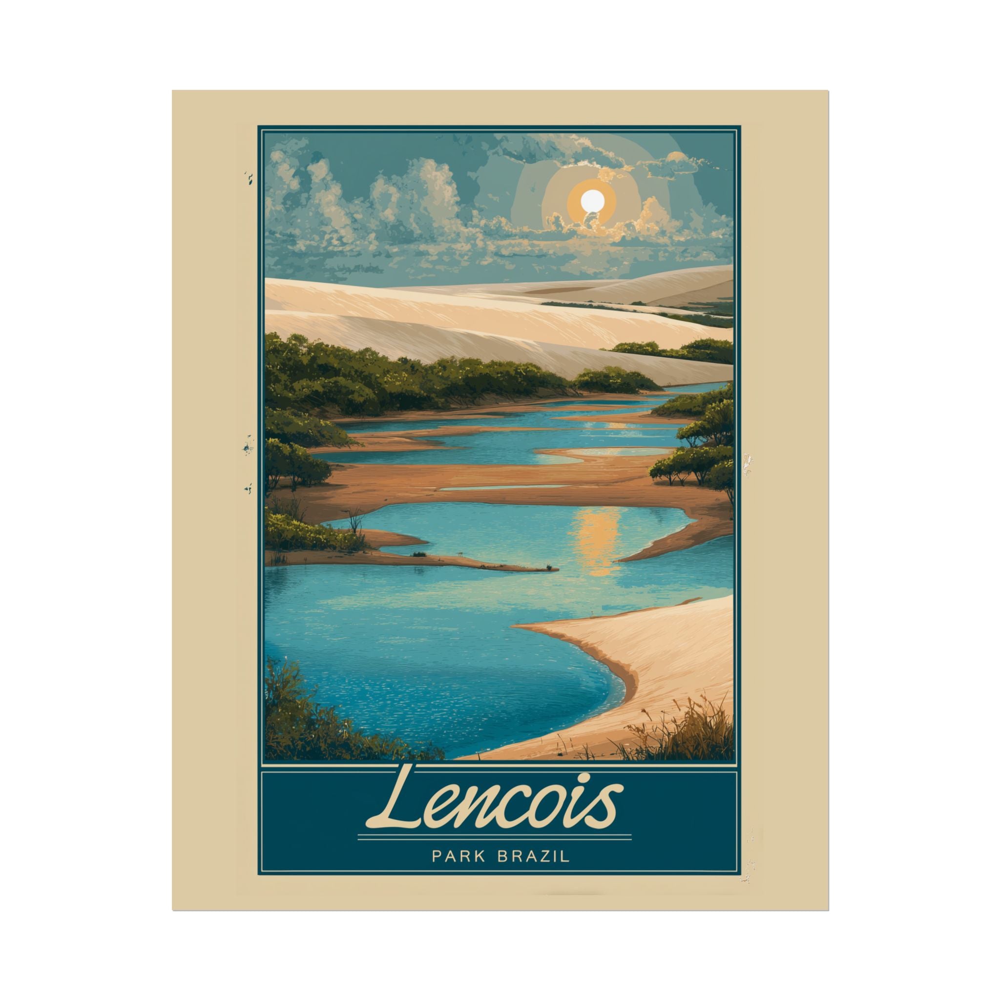 Lencois Paradise: Brazilian River Landscape, Vintage Travel Poster Style   |    Custom Orders Available