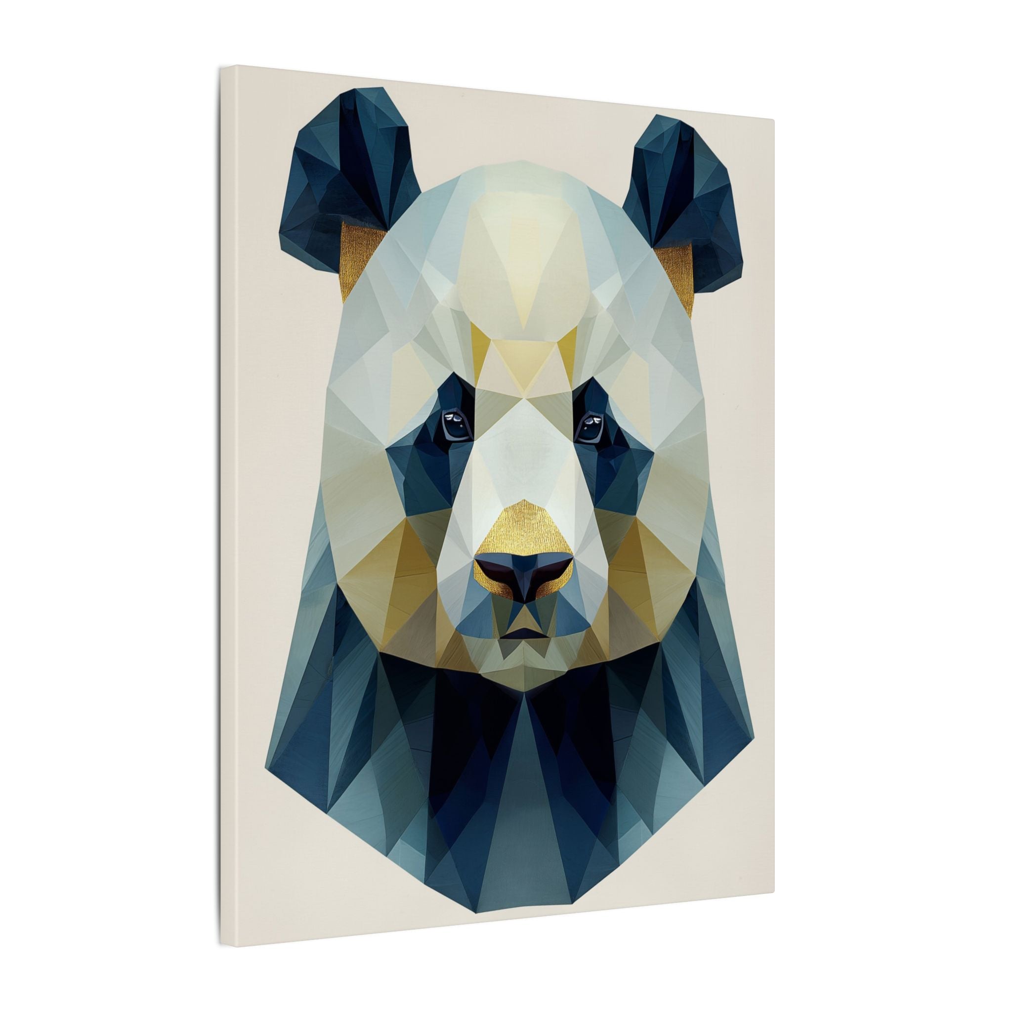 Geometric Panda: Low-Poly Animal Art, Modern Minimalist Design, Blue and Gold Illustration   |  Personalized & Custom Orders Available
