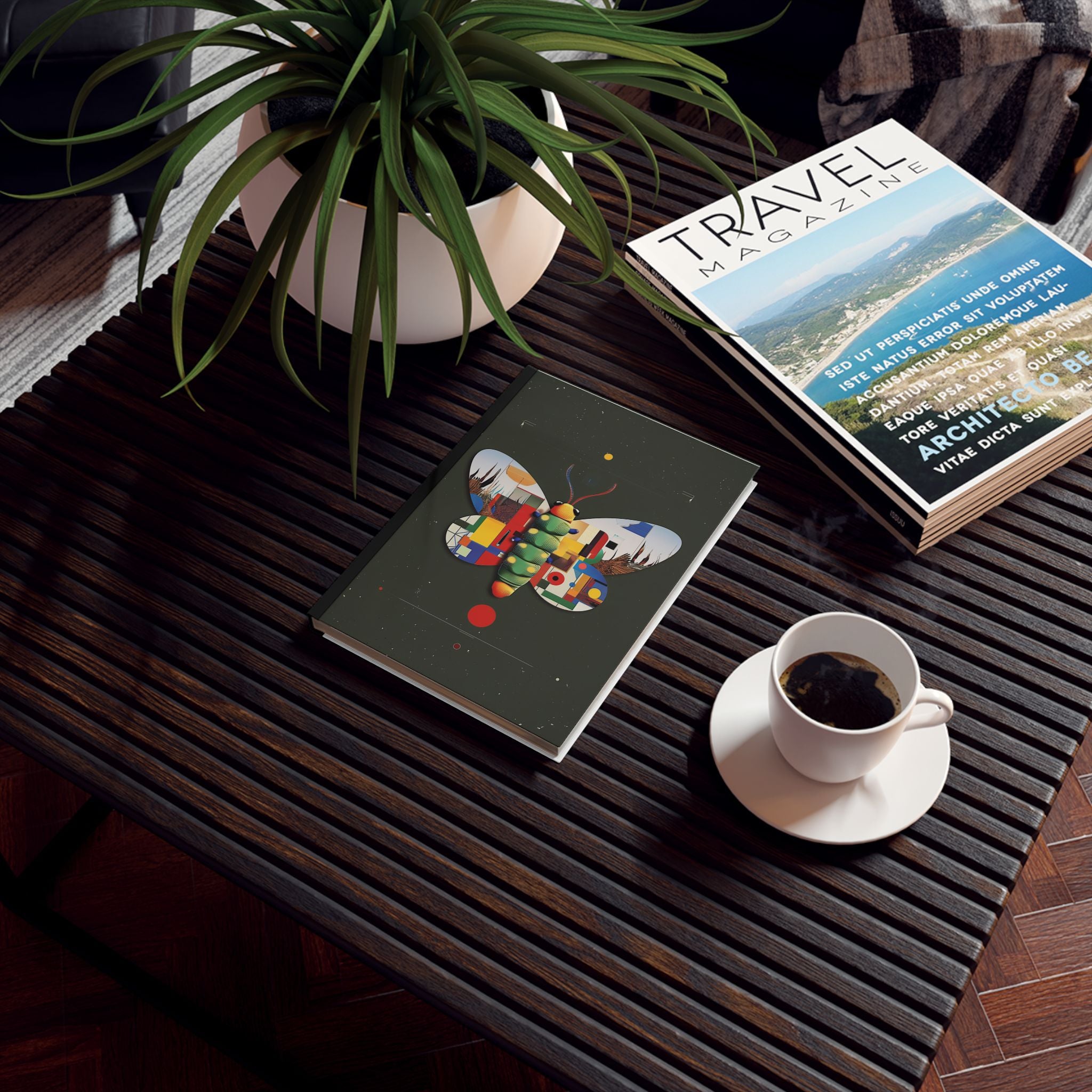 Geometric Butterfly: Constructivist Digital Art, Bauhaus-Inspired Insect Illustration Personalized Journal   |