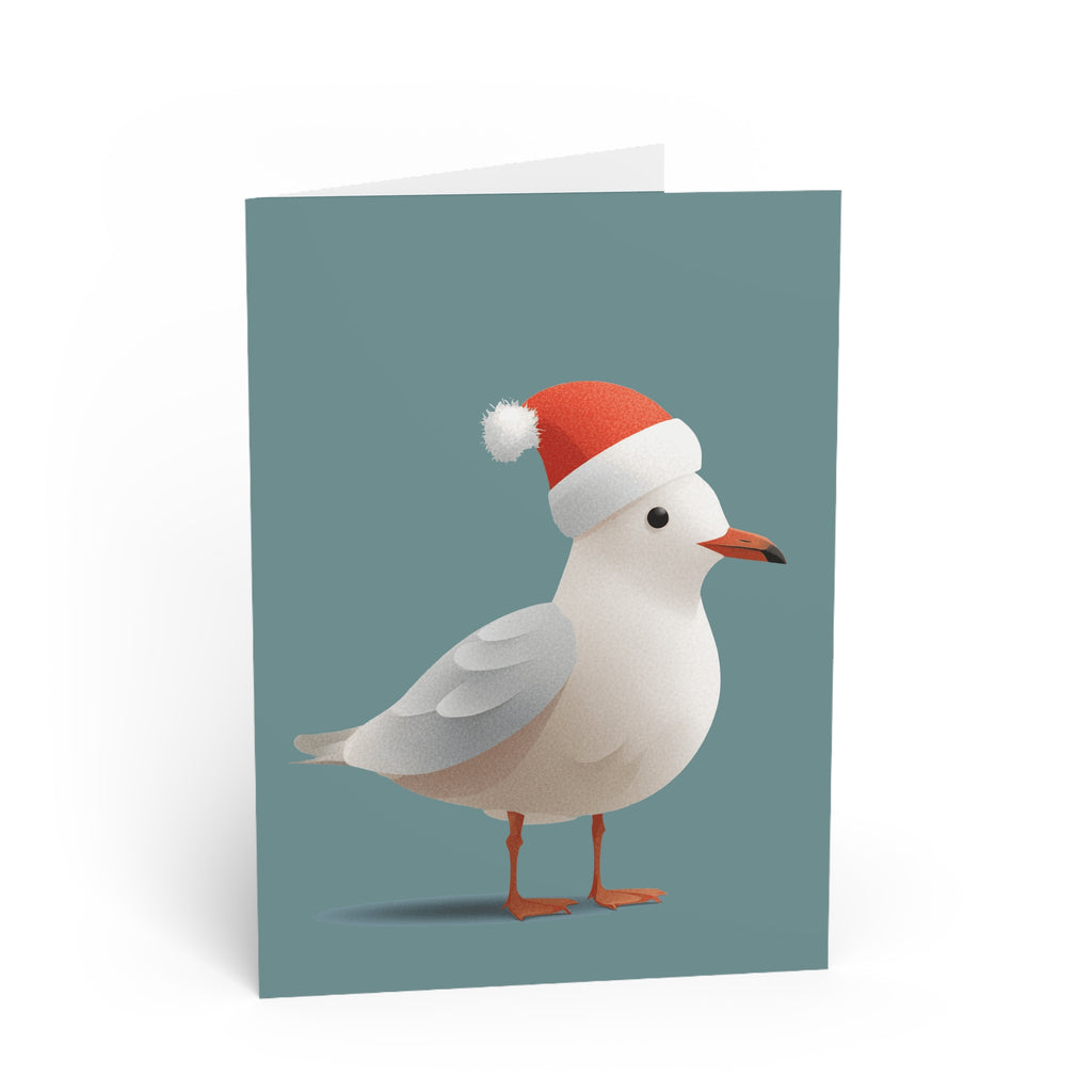 Holiday Gull: Festive Seabird Illustration, Minimalist Winter Art, Charming Coastal Christmas Character | Custom Orders Accepted