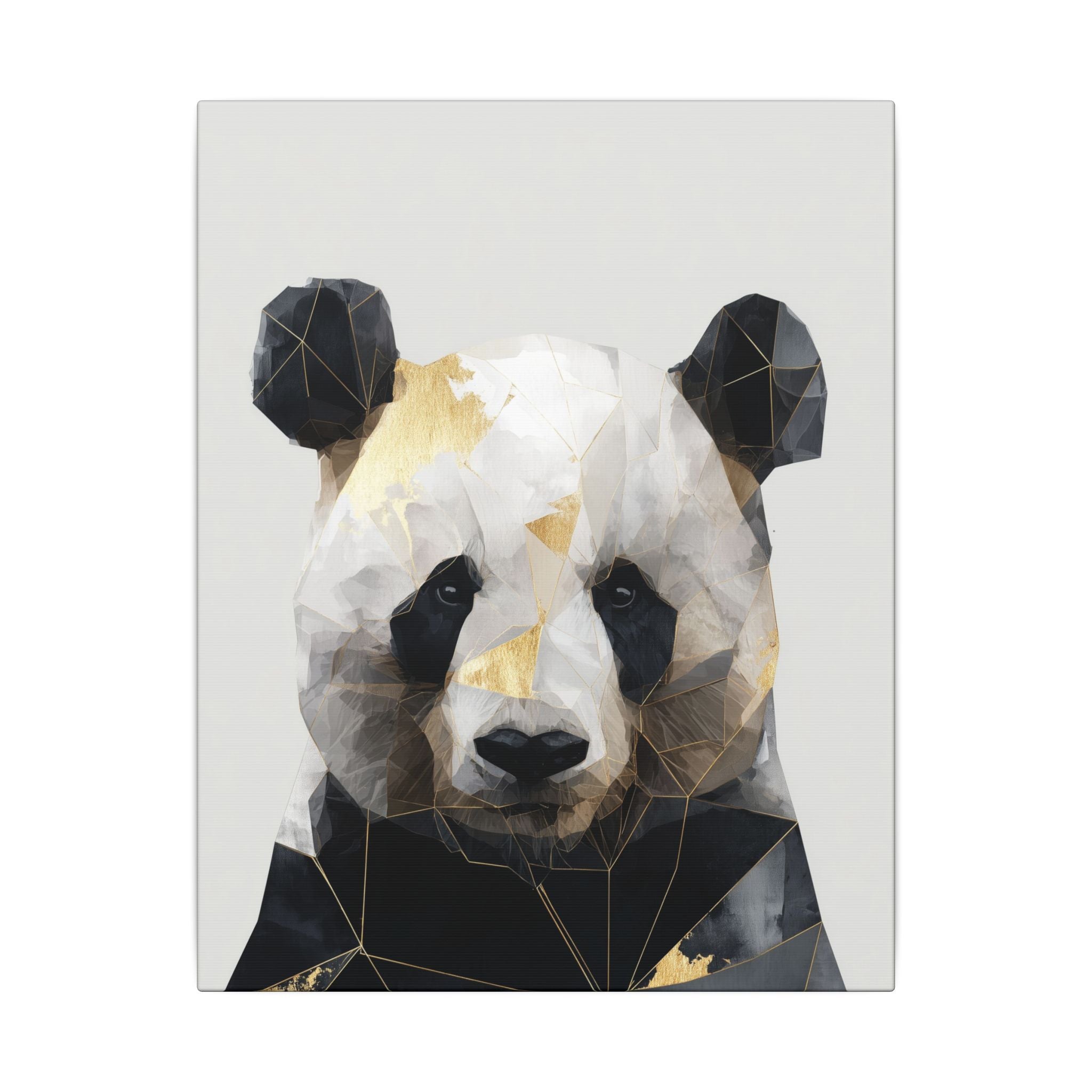 Geometric Panda: Low Poly Art, Contemporary Wildlife Portrait, Metallic Triangular Design   |  Personalized & Custom Orders Available