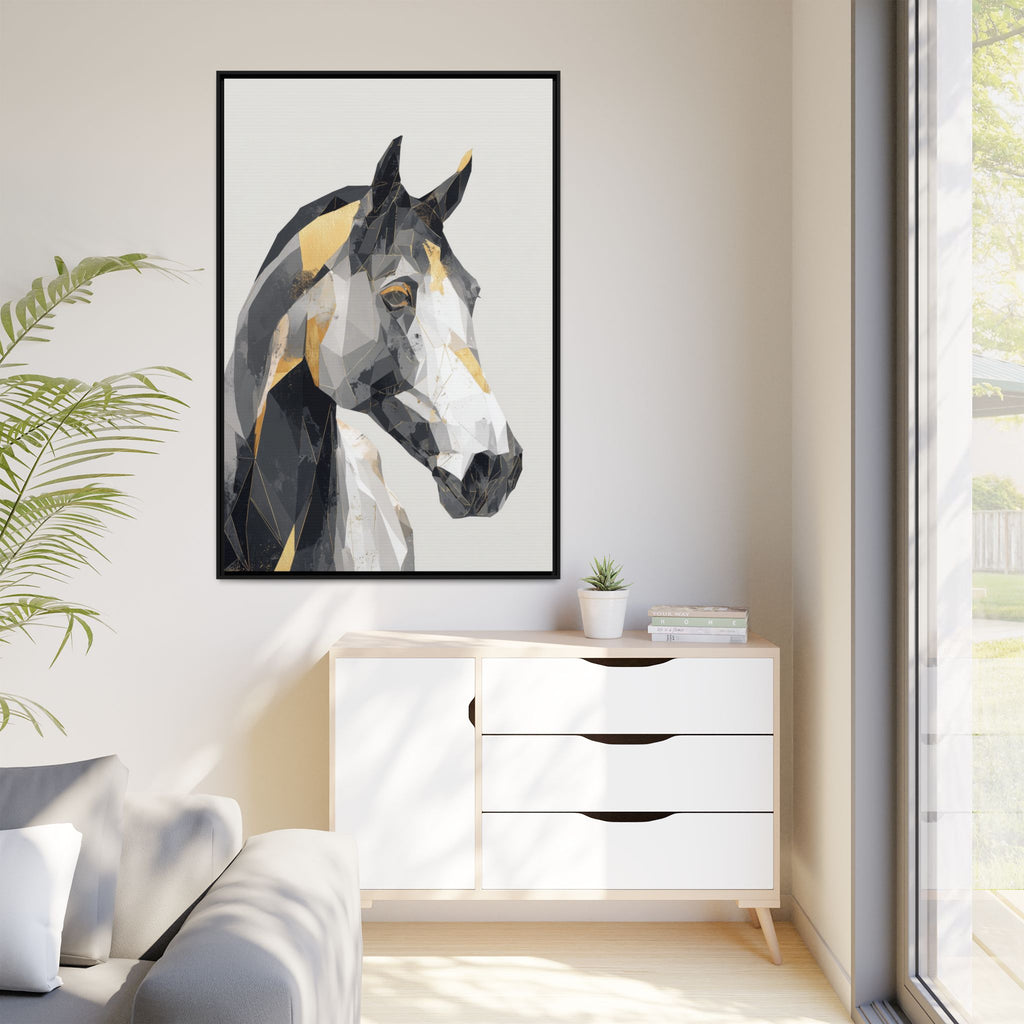Geometric Equine Framed Print : Polygonal Horse Portrait, Modern Abstract Geometric Art   |  Personalized & Custom Orders Available
