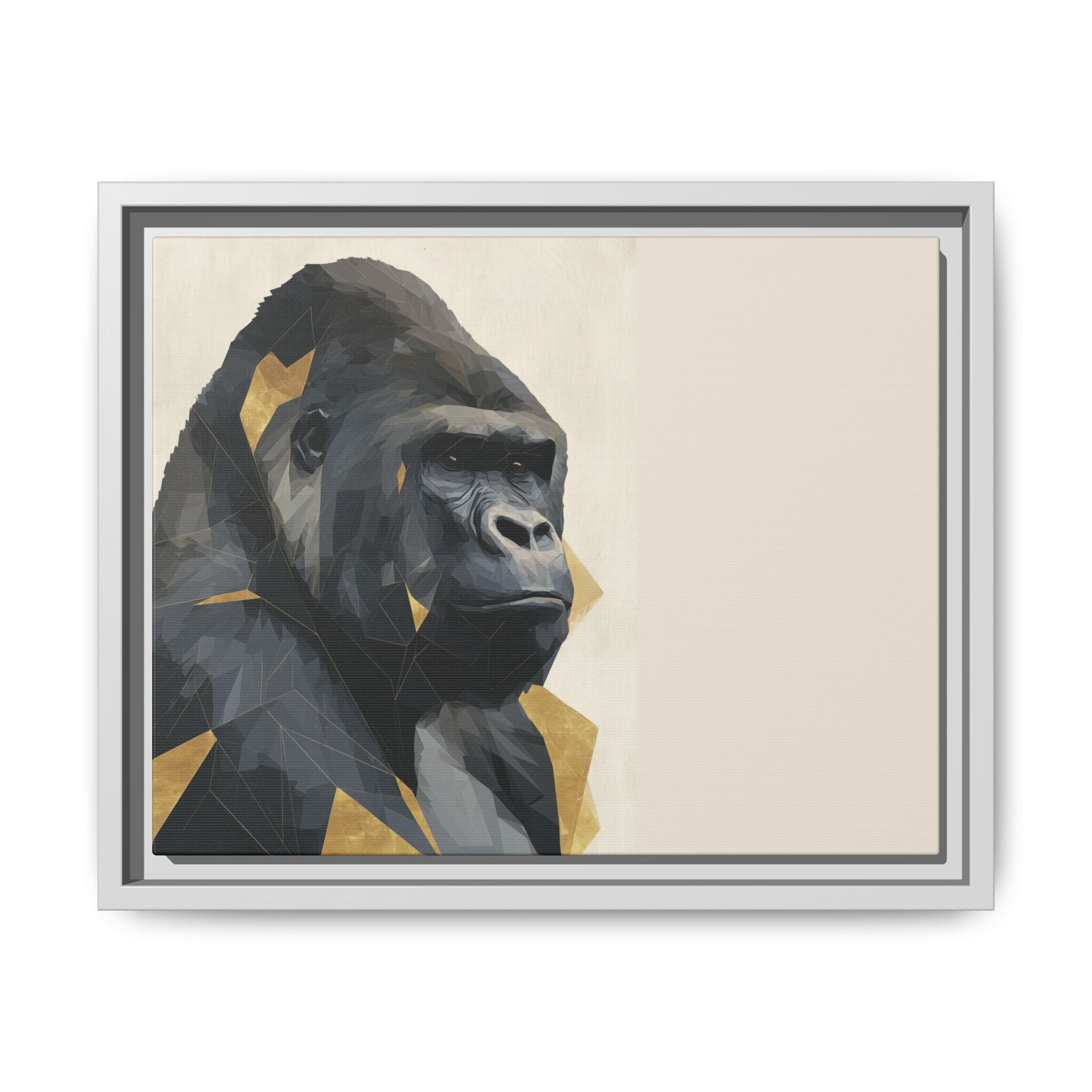 Primal Geometry: Polygonal Gorilla Portrait, Modern Metallic Wildlife Art   |  Personalized & Custom Orders Available