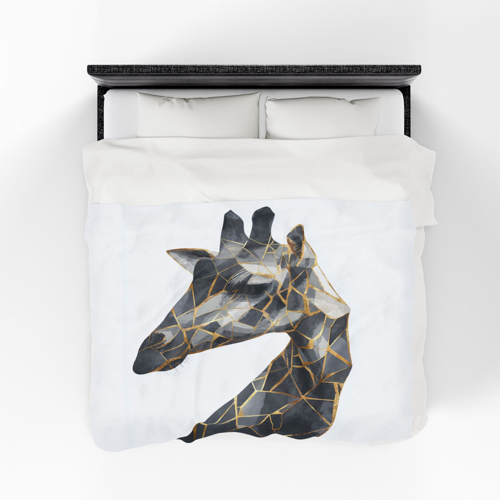 Fragmented Giraffe : Geometric Mosaic Decor, Modern Abstract Animal Art, Metallic Gold and Grayscale Design   |  Personalized & Custom