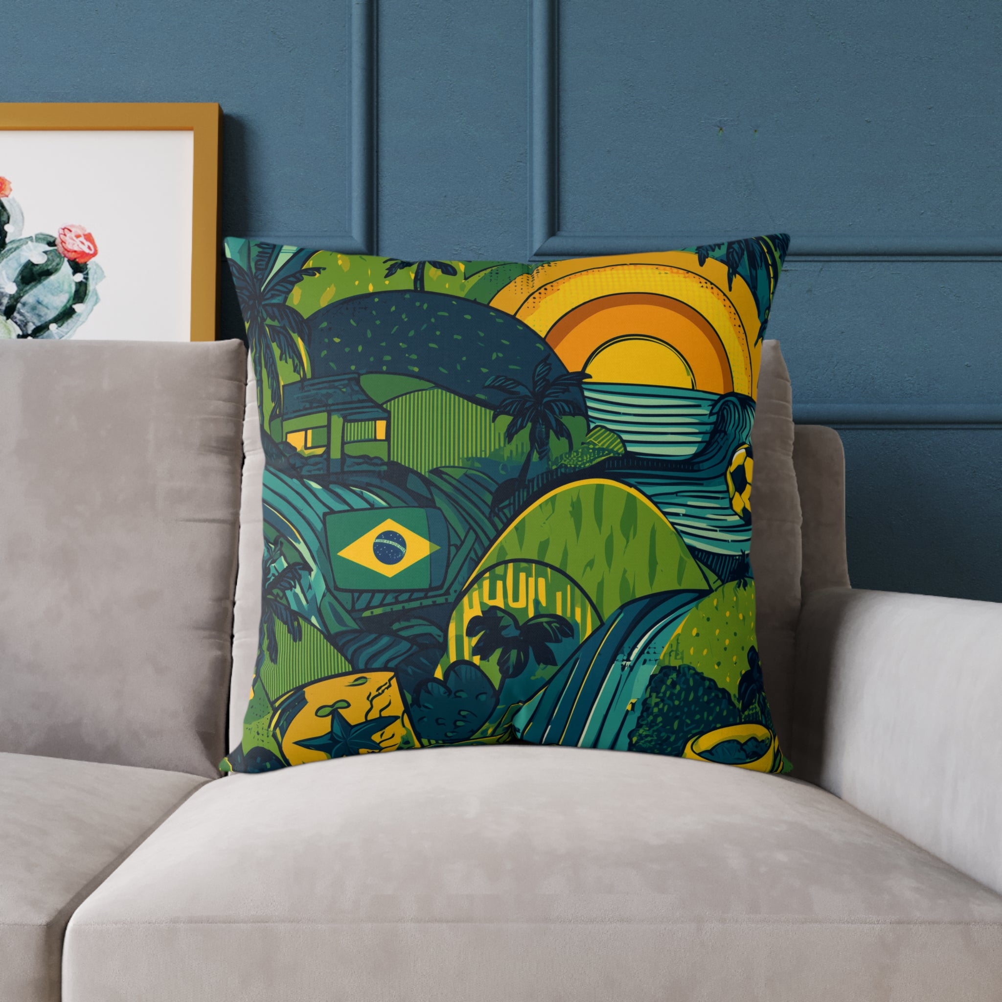 Vibrant Brazil-Themed Square Poly Canvas Pillow, Boho Decorative Cushion, Living Room Accent, Gift for Nature Lovers, Eco-Friendly [...]