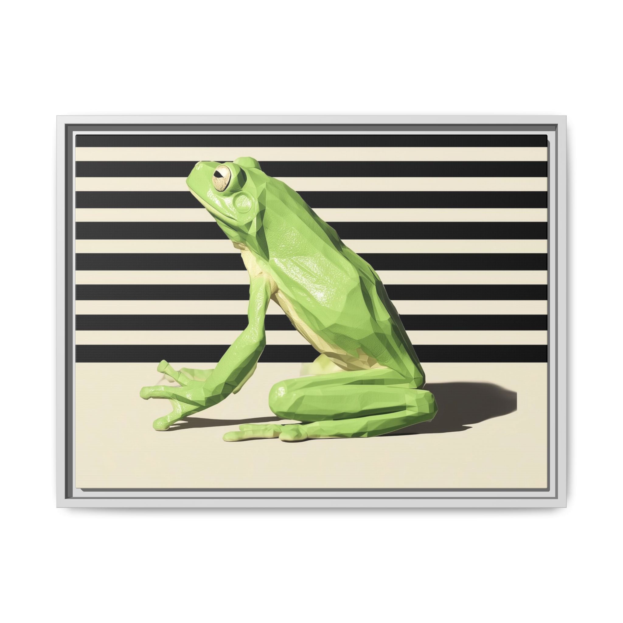 Geometric Frog Framed Print : Low-Poly Amphibian Design, Contemporary Minimalist Art   |  Personalized & Custom Orders Available