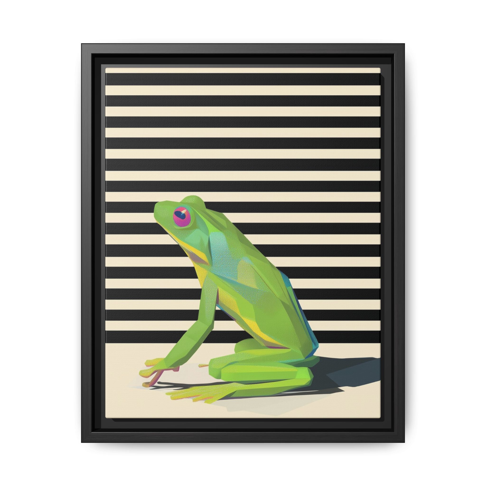 Stylized Frog Portrait Framed Print , Minimalist Pop Art Design   |  Personalized & Custom Orders Available