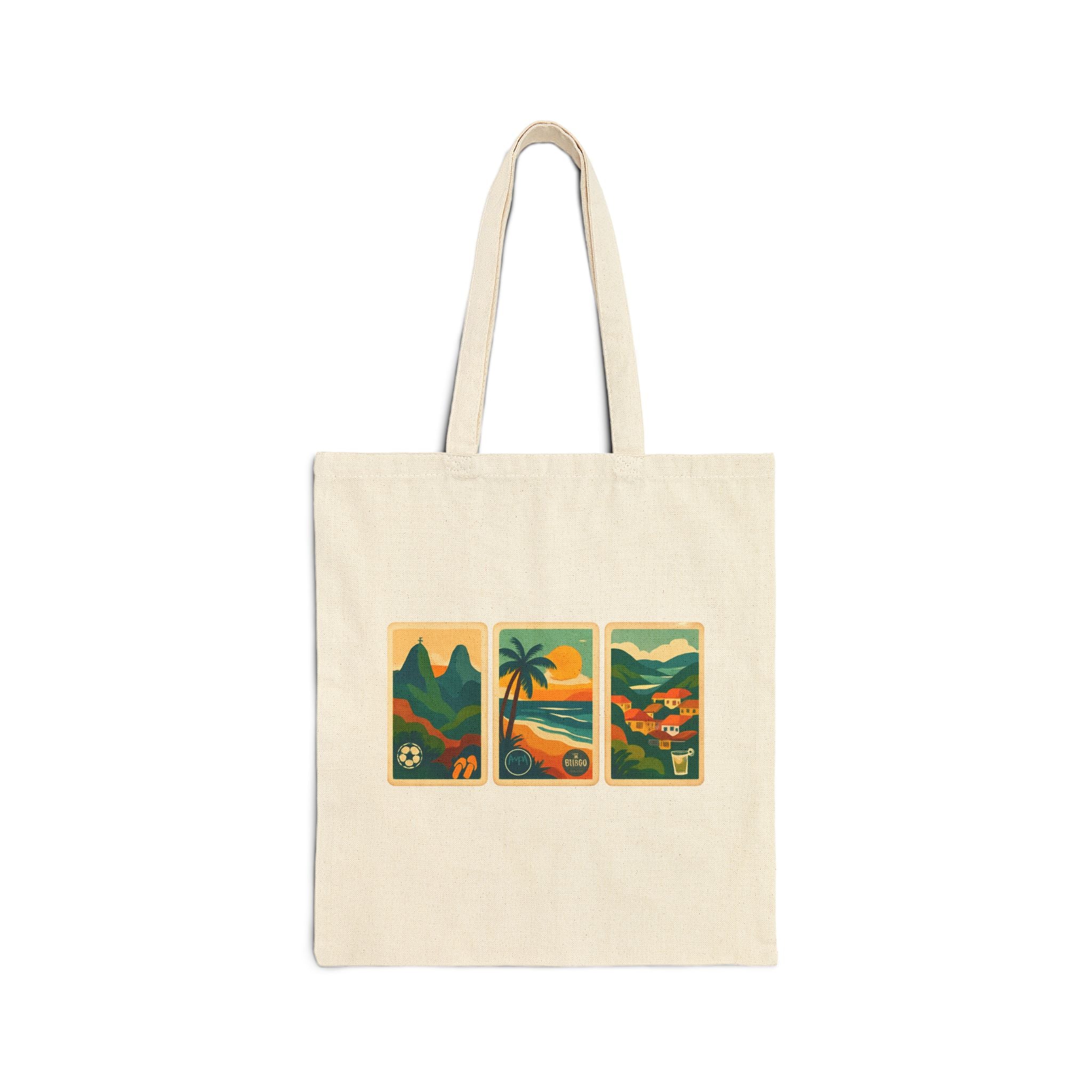 Cotton Canvas Tote Bag - Brazil Holiday Graphics, Rio De Janeiro, Christo Rey, Copacobana