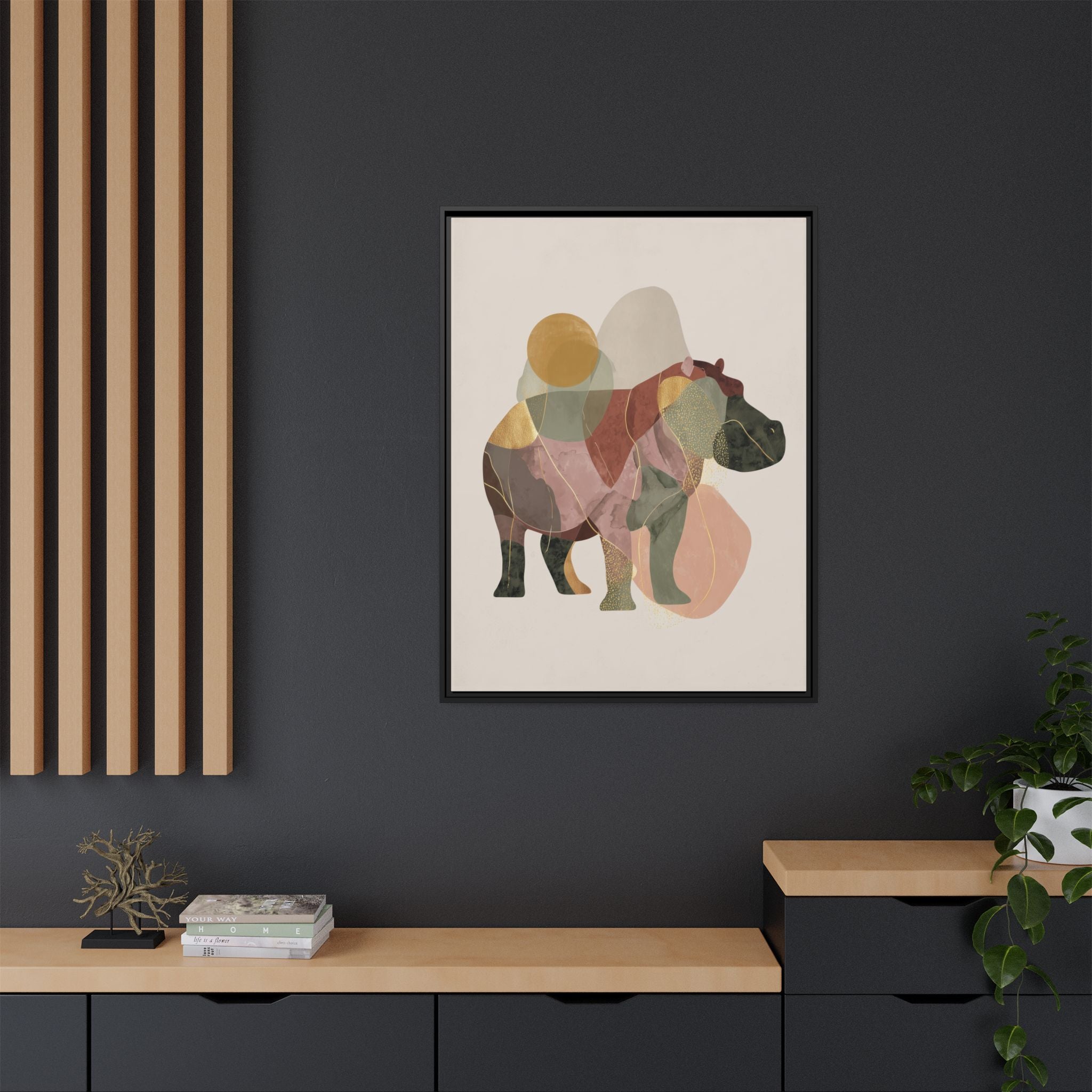 Geometric Hippo: Abstract Animal Art, Modern Watercolor Shapes   |  Personalized & Custom Orders Available