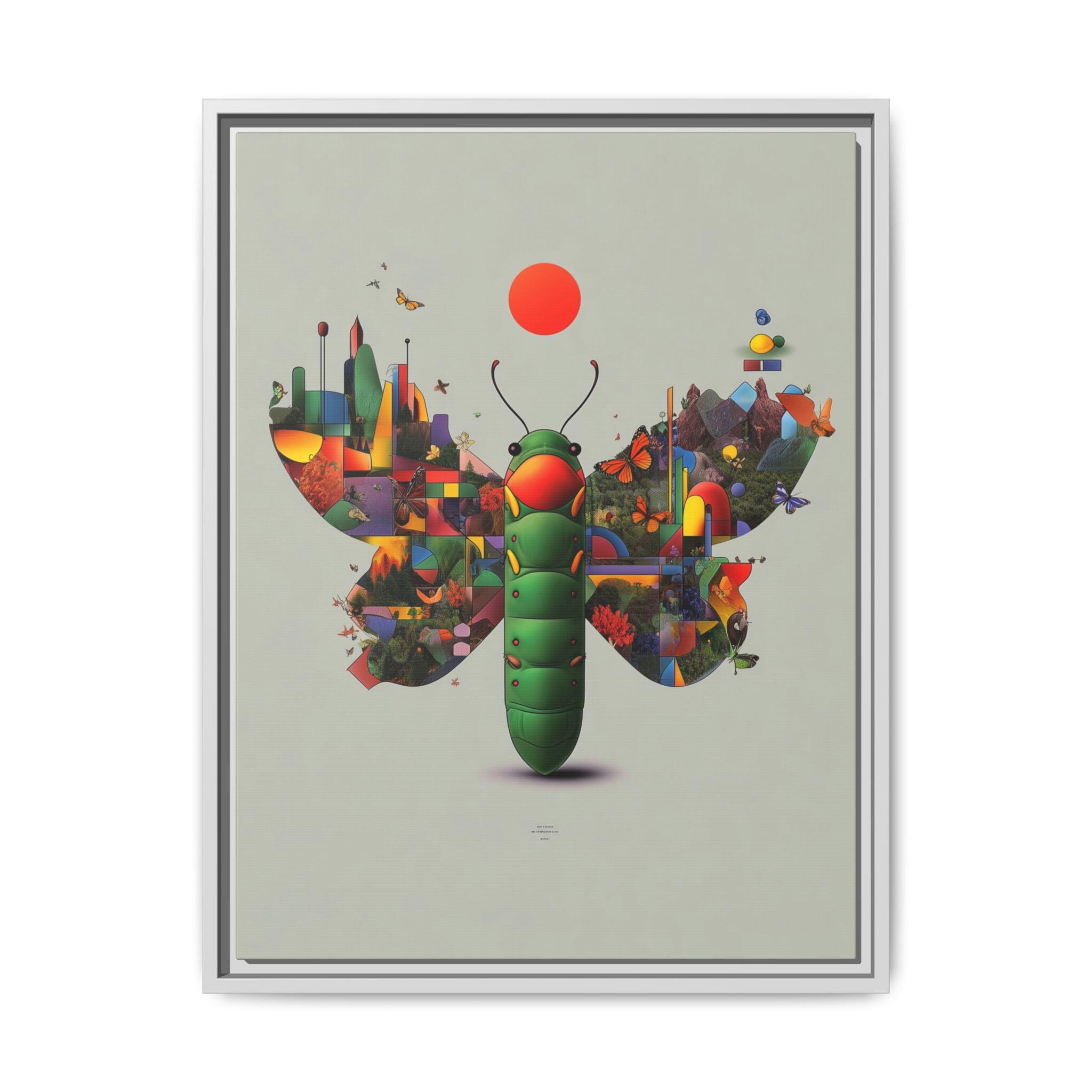 Geometric Chrysalis Framed Print : Butterfly Transformation, Digital Abstract Landscape Metaphor   |  Personalized & Custom Orders