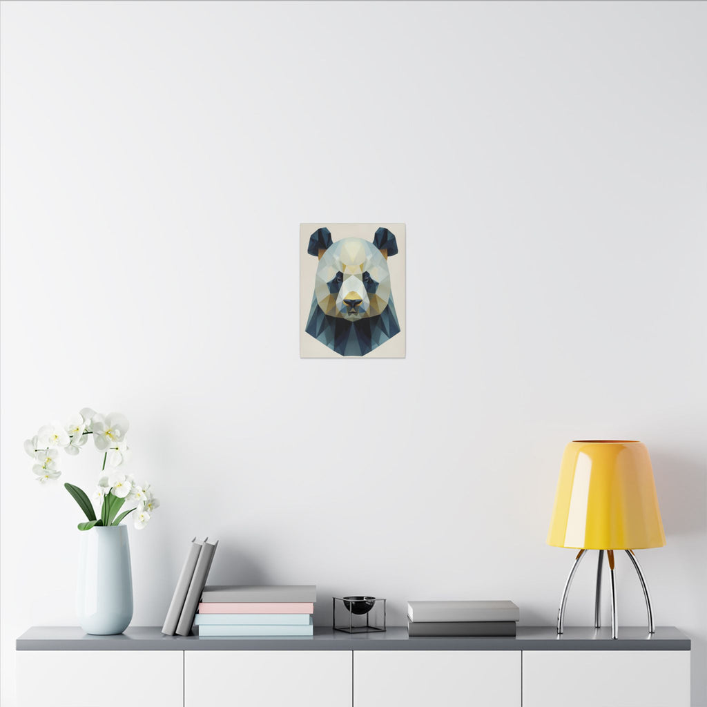 Geometric Panda: Low-Poly Animal Art, Modern Minimalist Design, Blue and Gold Illustration   |  Personalized & Custom Orders Available
