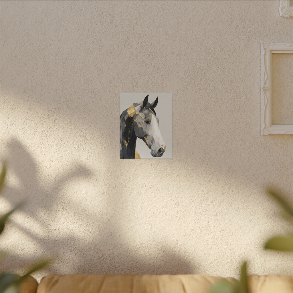Fractal Equine: Geometric Horse Portrait, Digital Mosaic Artwork, Metallic Angular Design   |  Personalized & Custom Orders Available