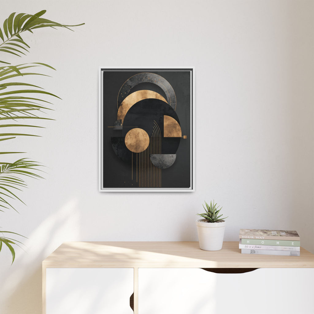 Geometric Resonance: Abstract Gold and Black Design, Minimalist Architectural Art, Modern Metallic Composition   |   Custom Orders Accepted