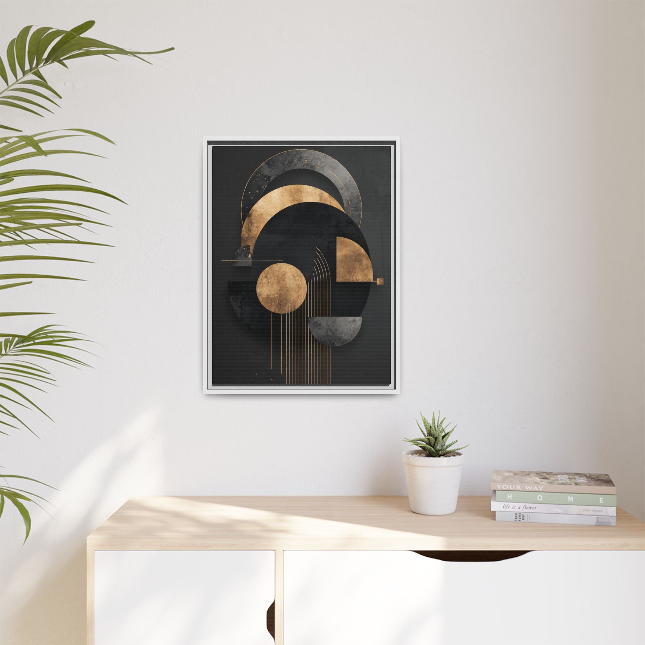 Geometric Resonance: Abstract Gold and Black Design, Minimalist Architectural Art, Modern Metallic Composition   |   Custom Orders Accepted