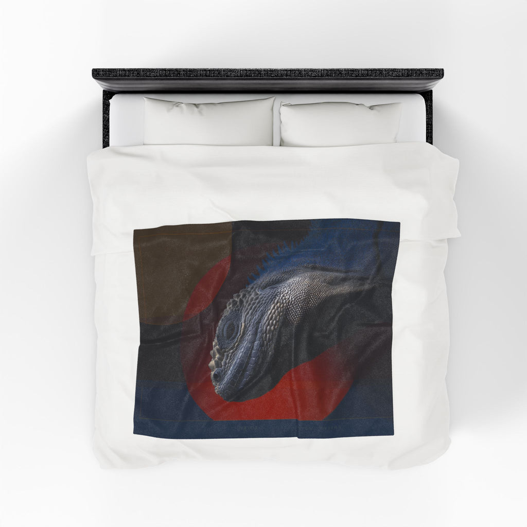 Marine Iguana Plush Blanket, Galapagos Geometric Fusion, Primordial Wisdom   |    Custom Orders Available
