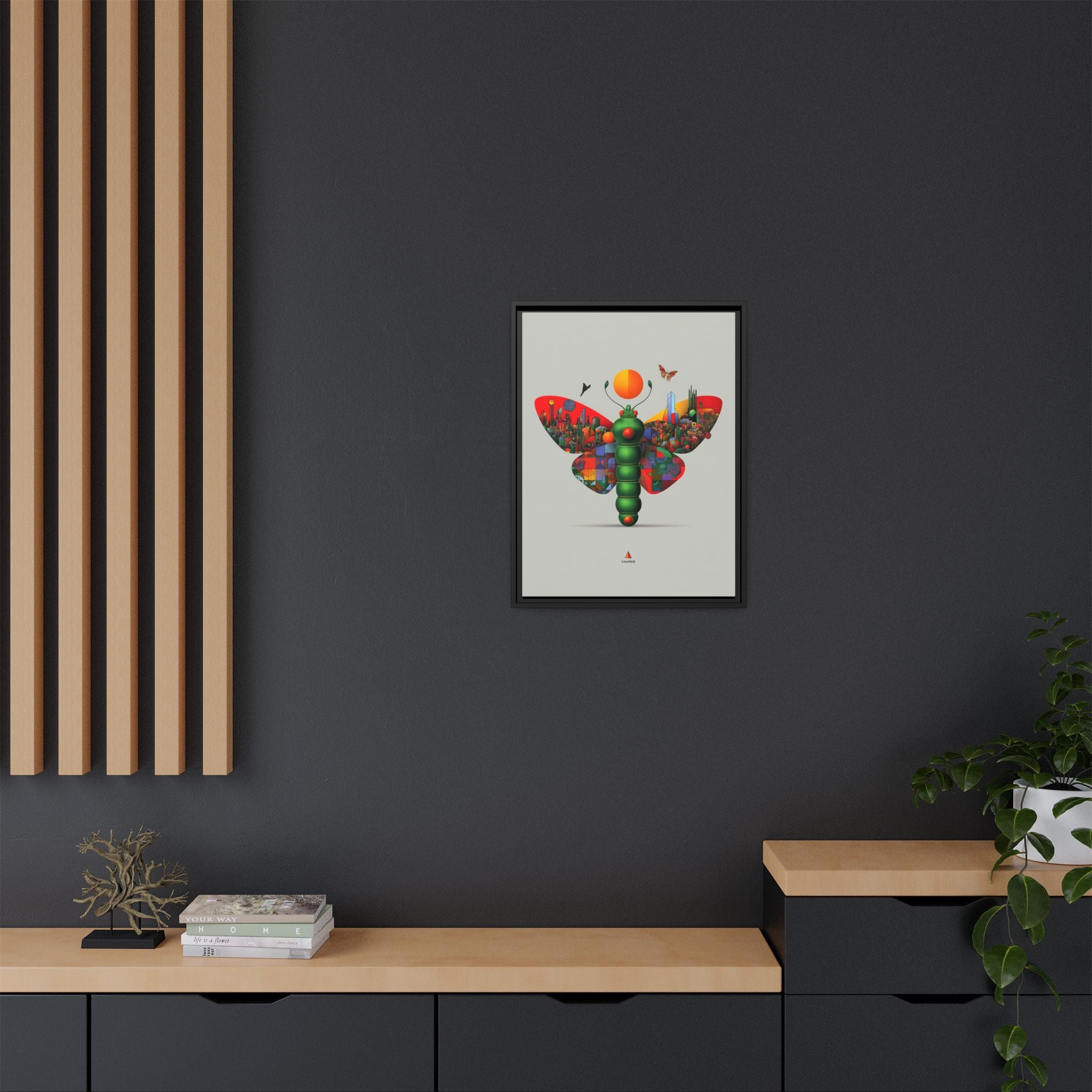 Urban Metamorphosis Framed Print: Geometric Cityscape Butterfly, Digital Surrealism Collage   |  Custom Orders Available