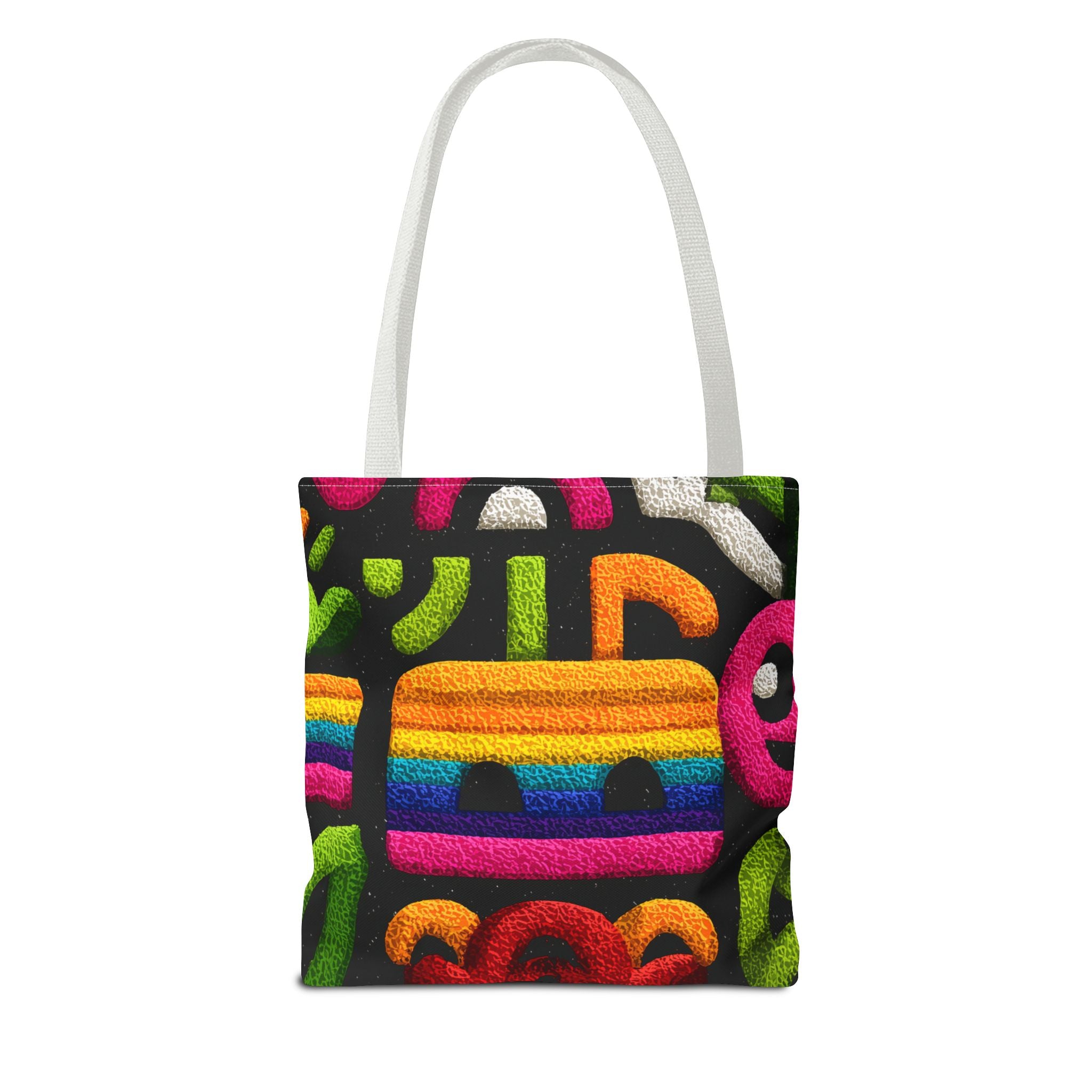 Colorful AOP Tote Bag, Vibrant Art Tote, Eco-Friendly Shopping Bag, Trendy Beach Bag, Unique Gift for Art Lovers