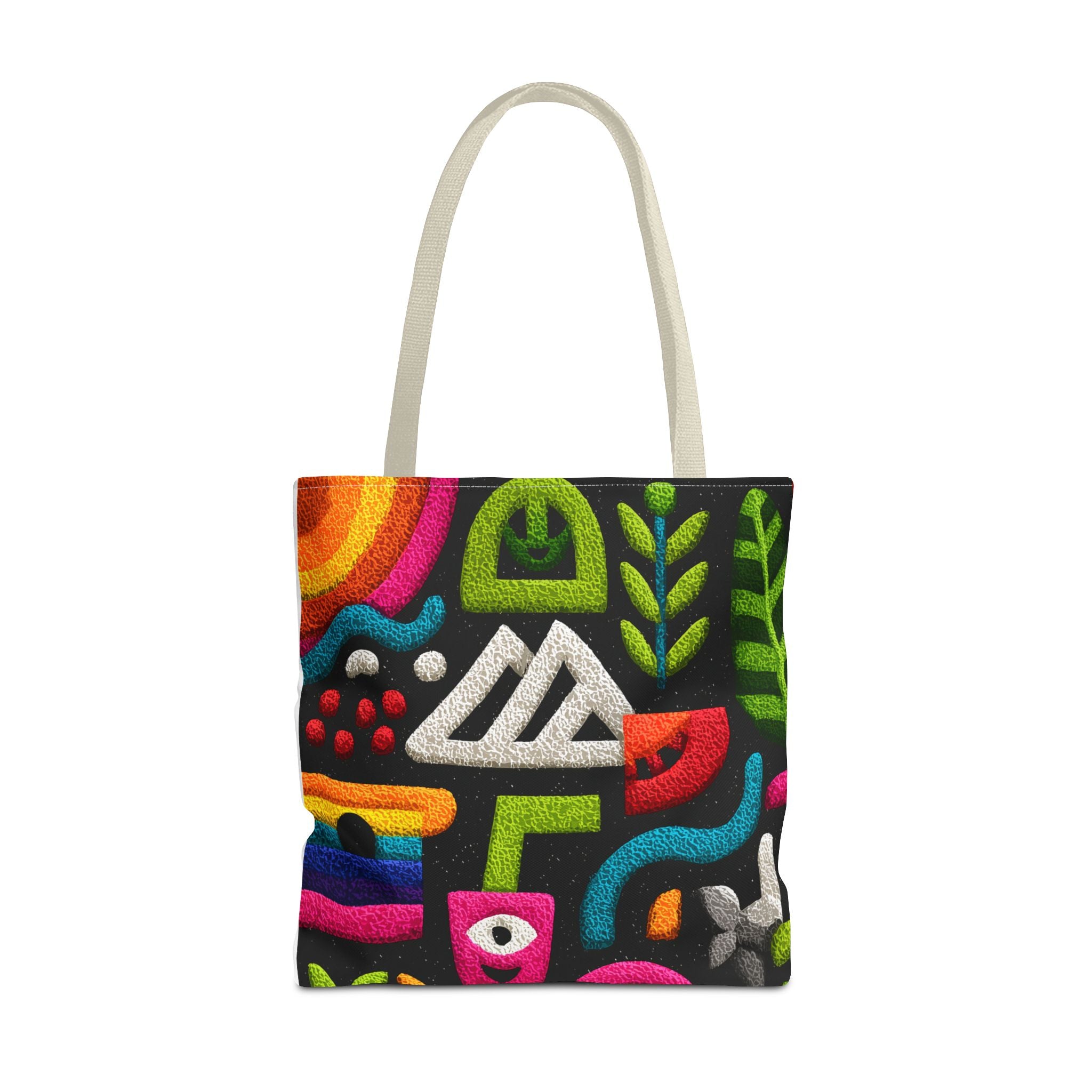 Colorful AOP Tote Bag, Vibrant Art Tote, Eco-Friendly Shopping Bag, Trendy Beach Bag, Unique Gift for Art Lovers