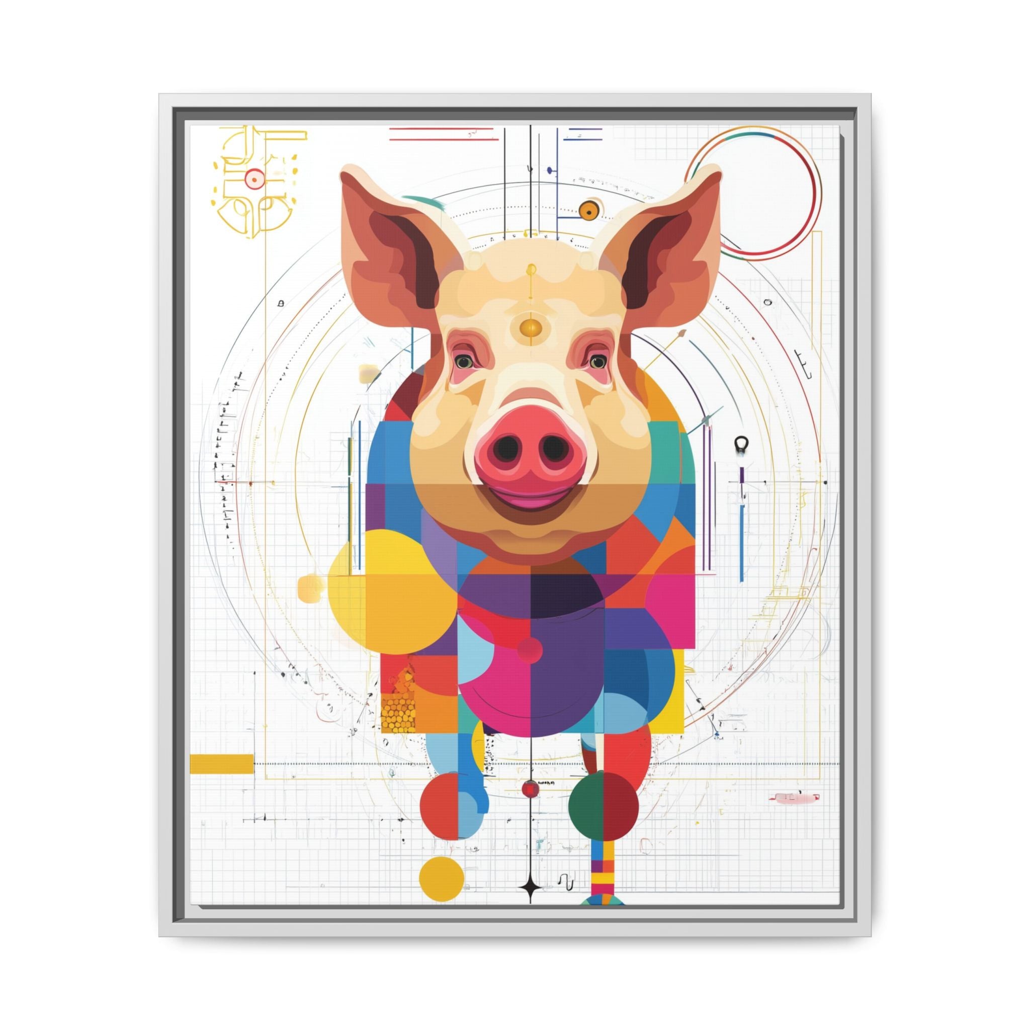 Geometric Pig: Digital Cubist Portrait, Mathematical Animal Abstraction   |    Custom Orders Available