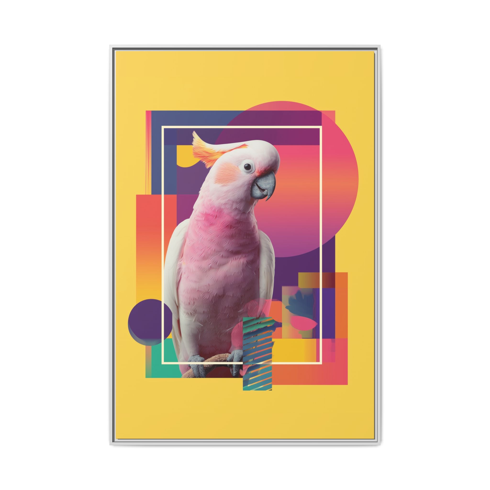 Geometric Cockatoo Composition: Moluccan Parrot Portrait, Modern Abstract Design   |    Custom Orders Available