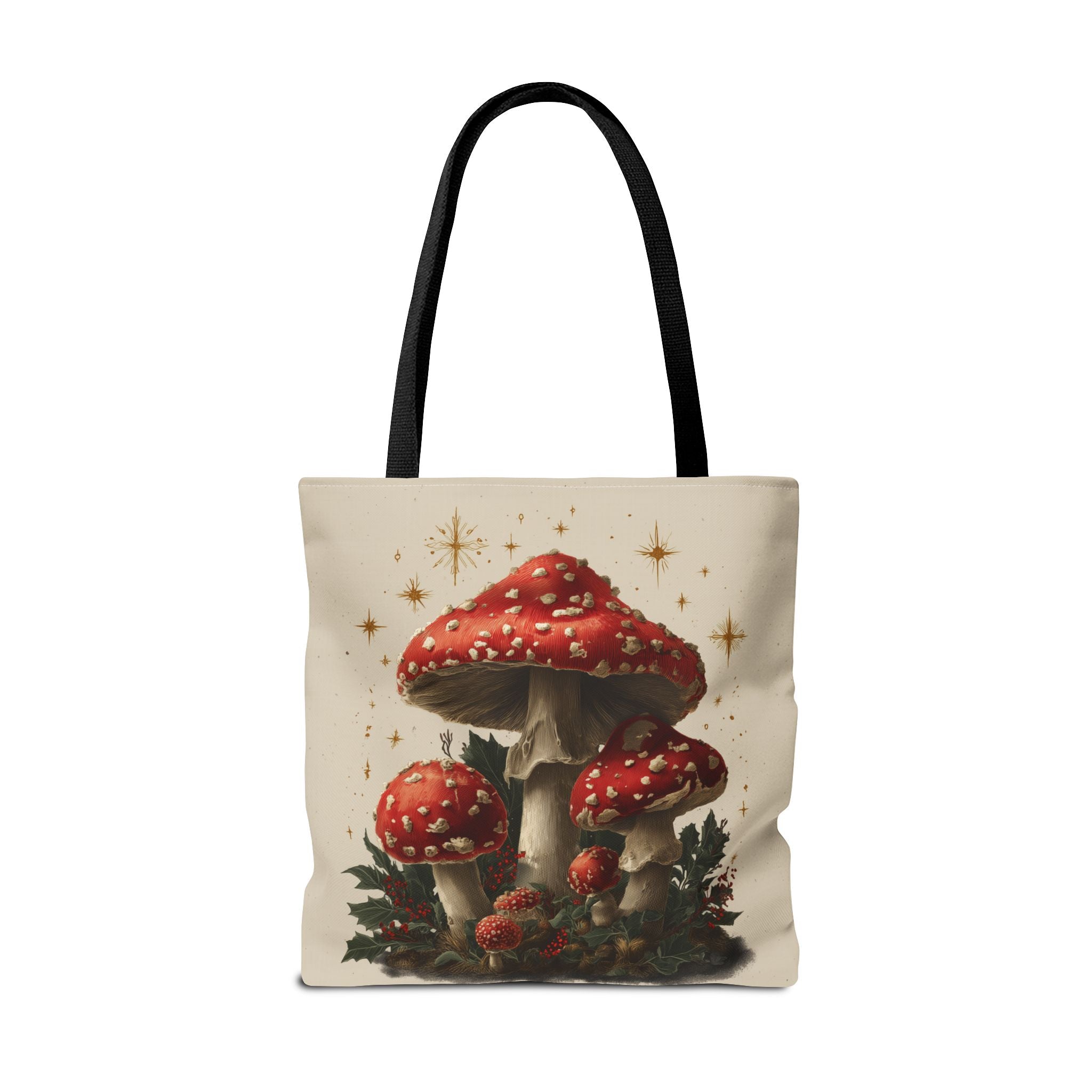 Whimsical Mushroom Christmas Tote Bag (AOP)  |  Stoner Gifts , Magic Mushrooms