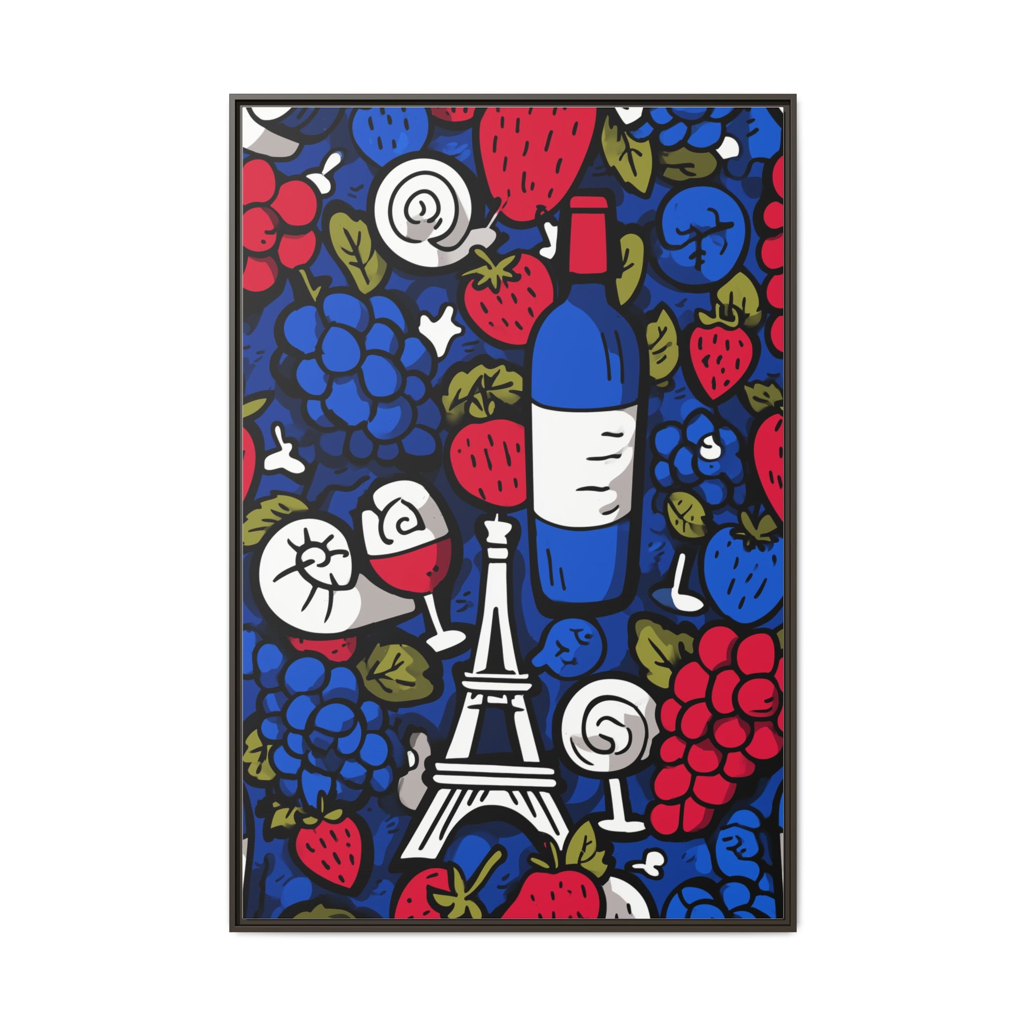 French Wine & Fruit Matte Canvas Art — Framed Paris Kitchen Print