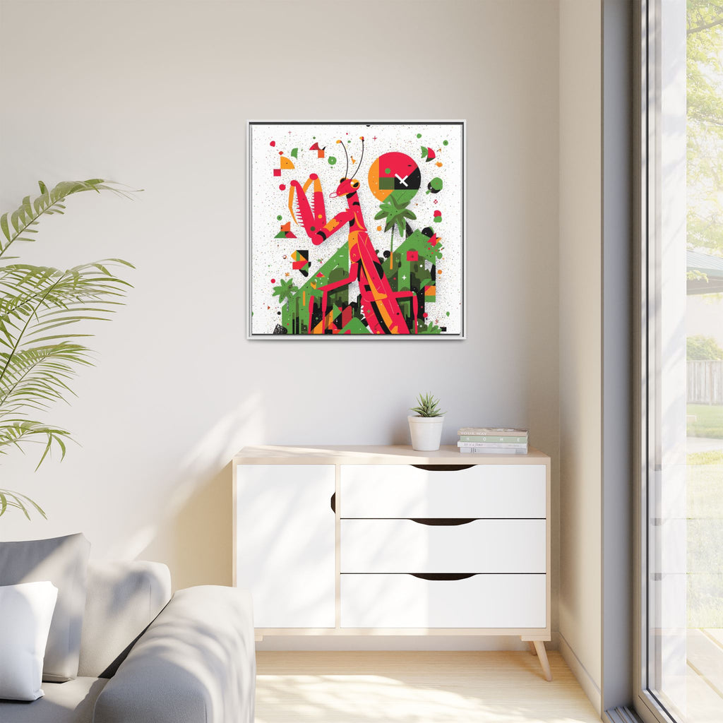 Praying Mantis in Bloom: Geometric Insect Portrait, Abstract Digital Illustration   |    Custom Orders Available