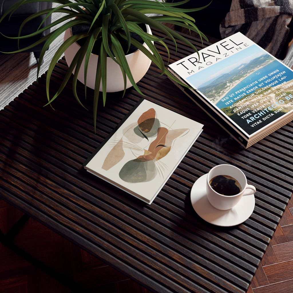 Personalized Cat Journal    |  Whiskers in Geometry: Mid-Century Modern Cat, Minimalist Organic Shapes, Abstract Feline Portrait