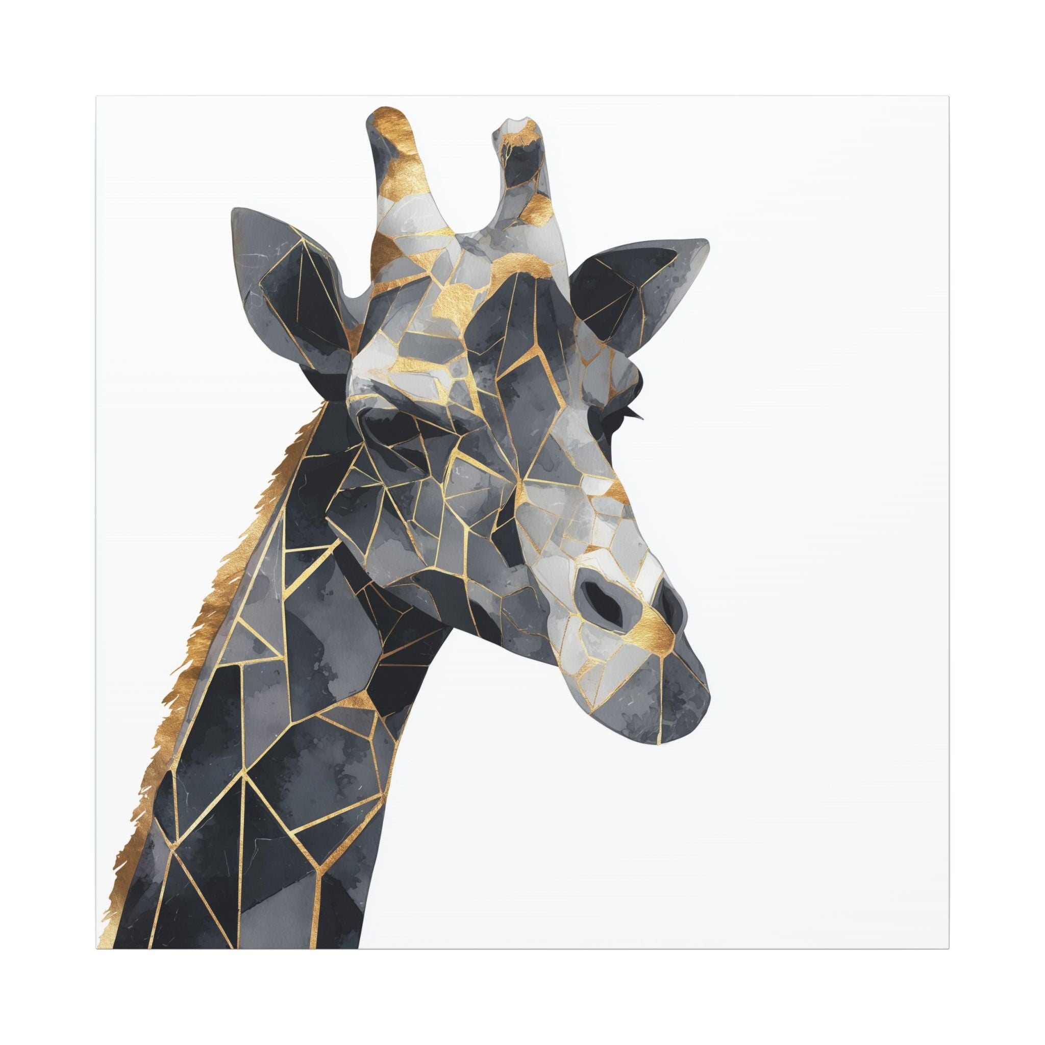 Fractured Majesty: Geometric Giraffe Portrait, Metallic Mosaic Art, Modern Animal Abstract Design   |  Personalized & Custom Orders
