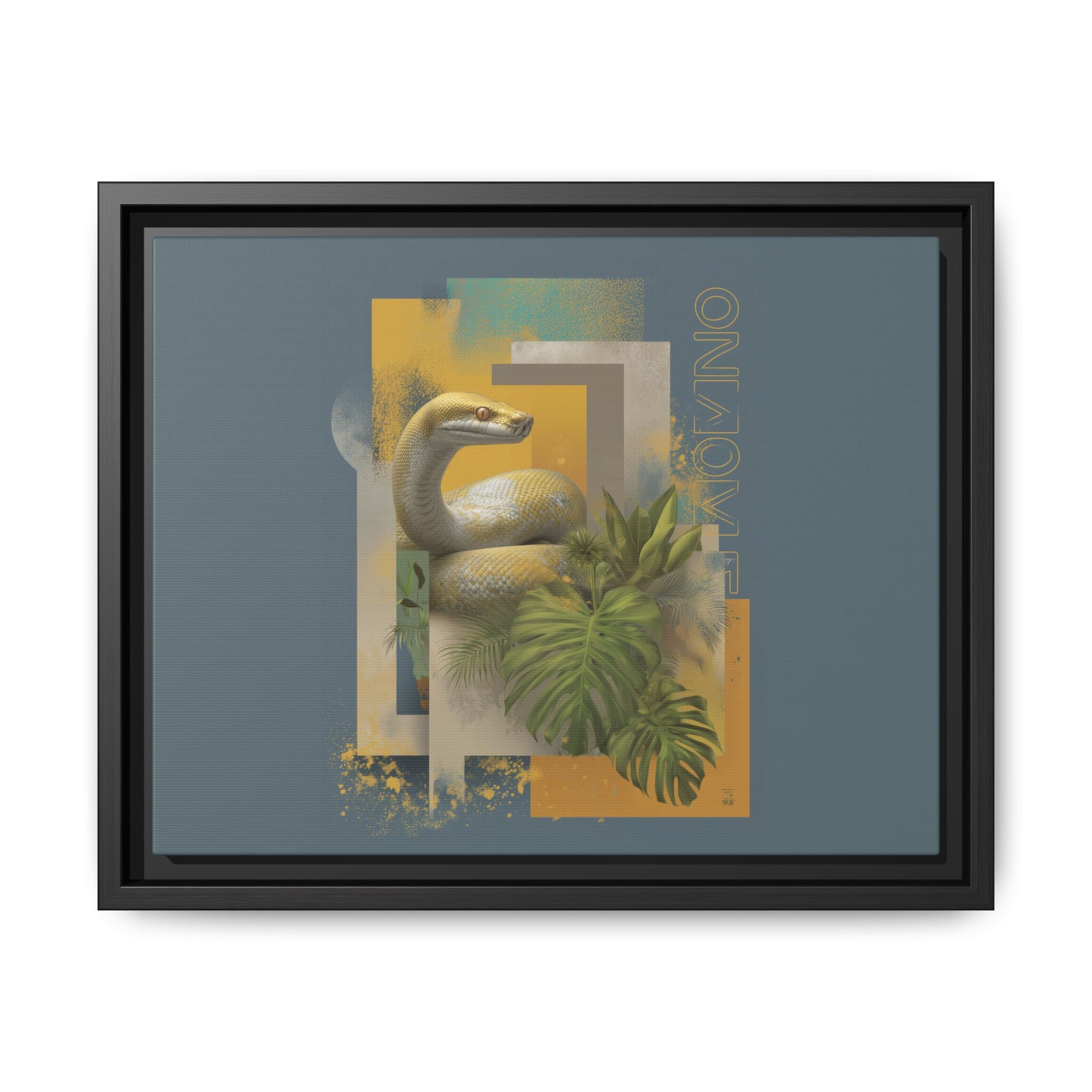 Serpent in Geometry: Tropical Albino Snake Portrait, Modern Botanical Illustration   |    Custom Orders Available