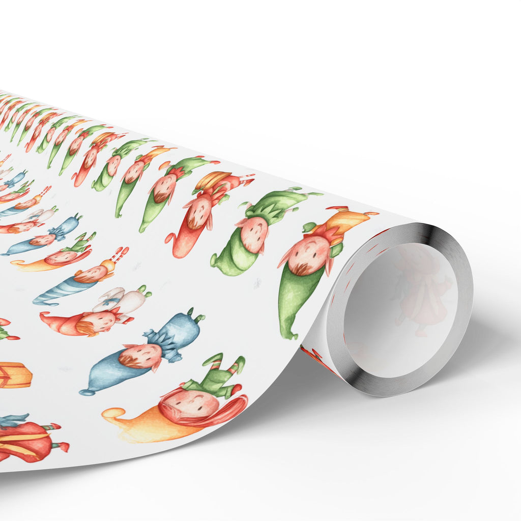 Wrapping Paper – Cute Watercolor Christmas Elves Gift Wrap