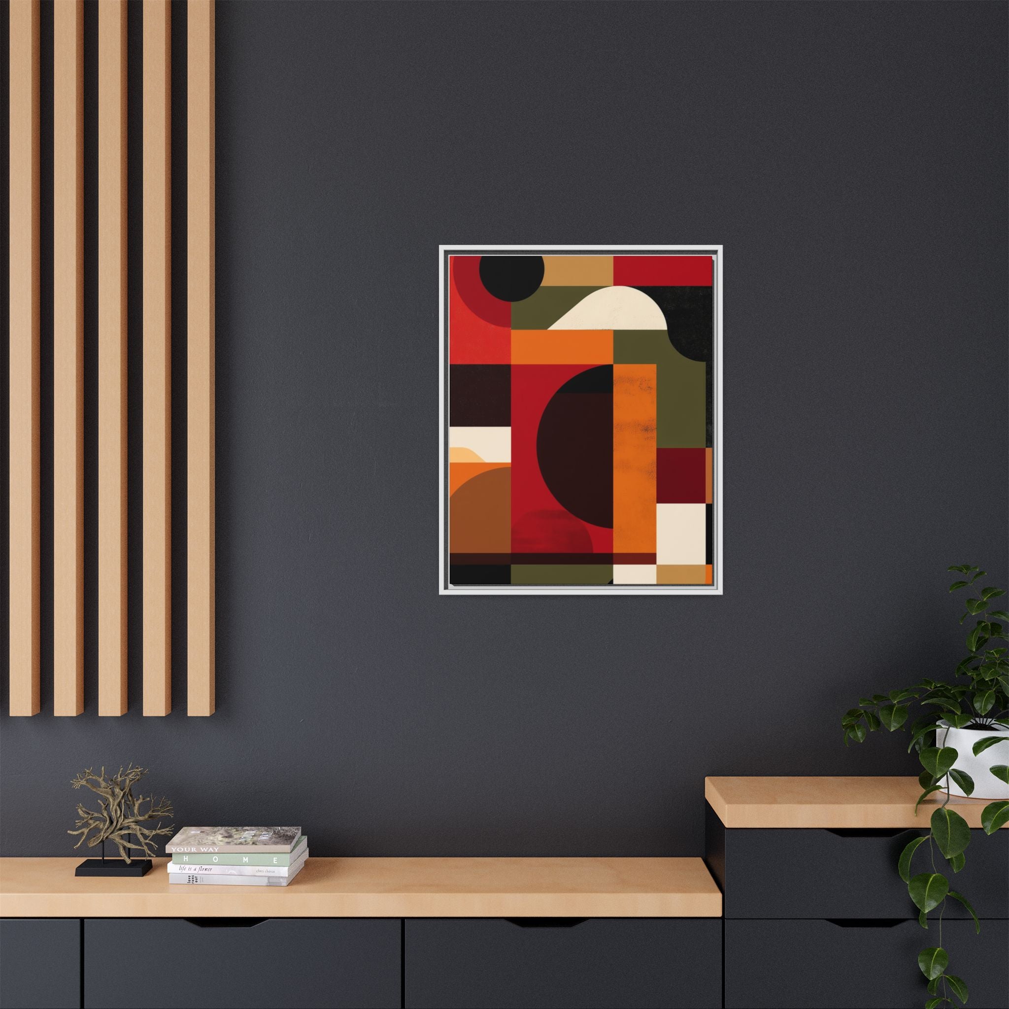 Geometric Convergence: Abstract Bauhaus Design, Constructivist Color Blocks, Architectural Art Composition   |   Custom Orders Accepted