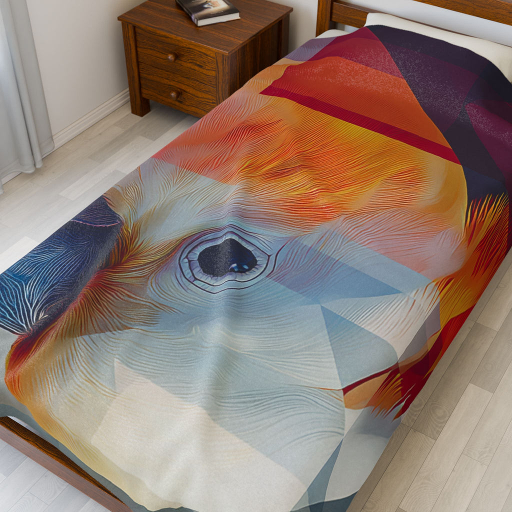 Prismatic Plumage Quilt Cover, Doona Cover, Duvet : Geometric Cockatoo Portrait, Digital Mosaic Art   |    Custom Orders Available